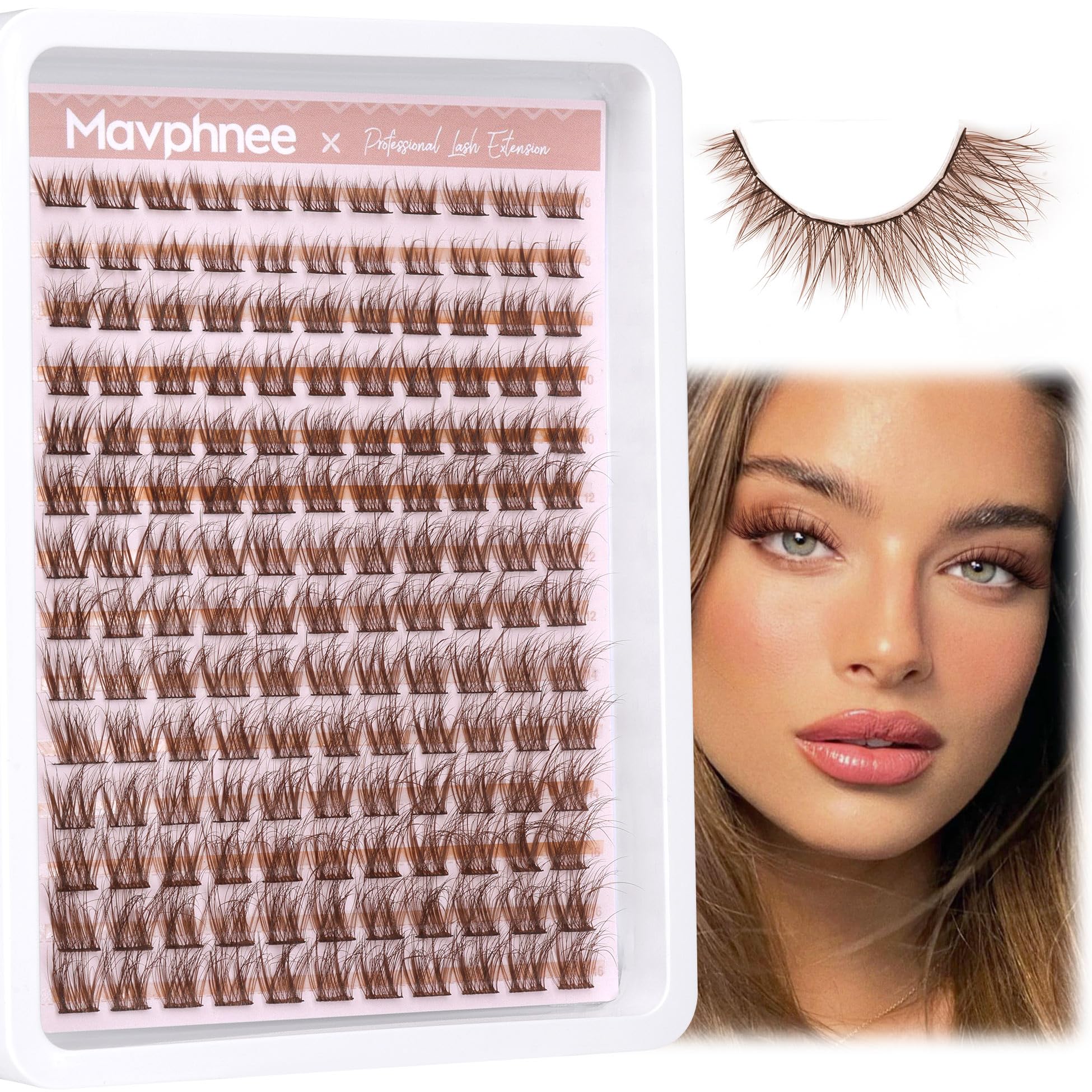 Brown Lash Clusters Natural Lash Extensions Wispy Eyelash Clusters 154 Pcs C Curl Lashes Clusters for Everyday Wear Beginner Friendly Dark Brown Cluster Eyelash Extensions by Mavphnnee 🍁 All In One Marketplace Canada