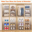 Thicken & Sturdy Clear Shoe Storage Organizer with Magnetic Door, Stackable Boxes for Closet, Foldable Space-Saving Shoe Rack for Sneaker Boot Container, Plastic Shoe Cabinet Shoe Box 6 Pack, White 🍁 All In One Marketplace Canada