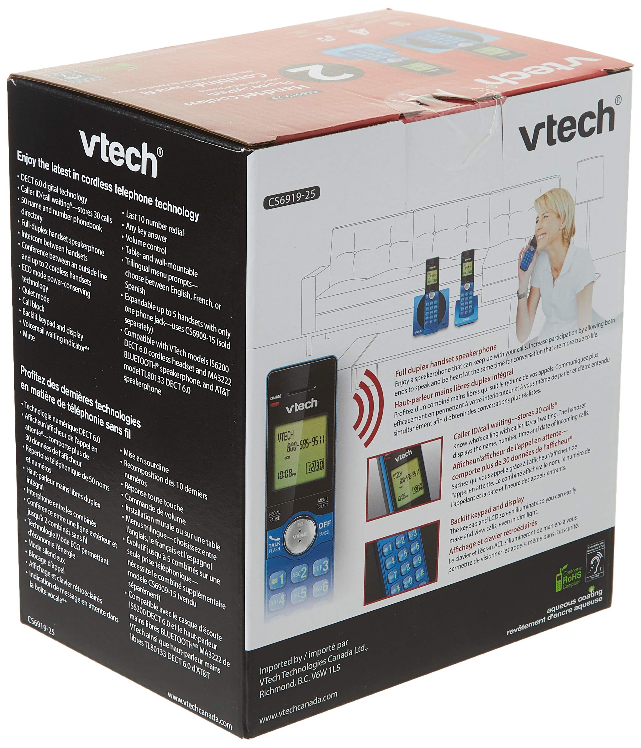 VTech CS6919-25 Dect_6.0 2 Handset Landline Telephone, Metallic Blue 🍁 All In One Marketplace Canada
