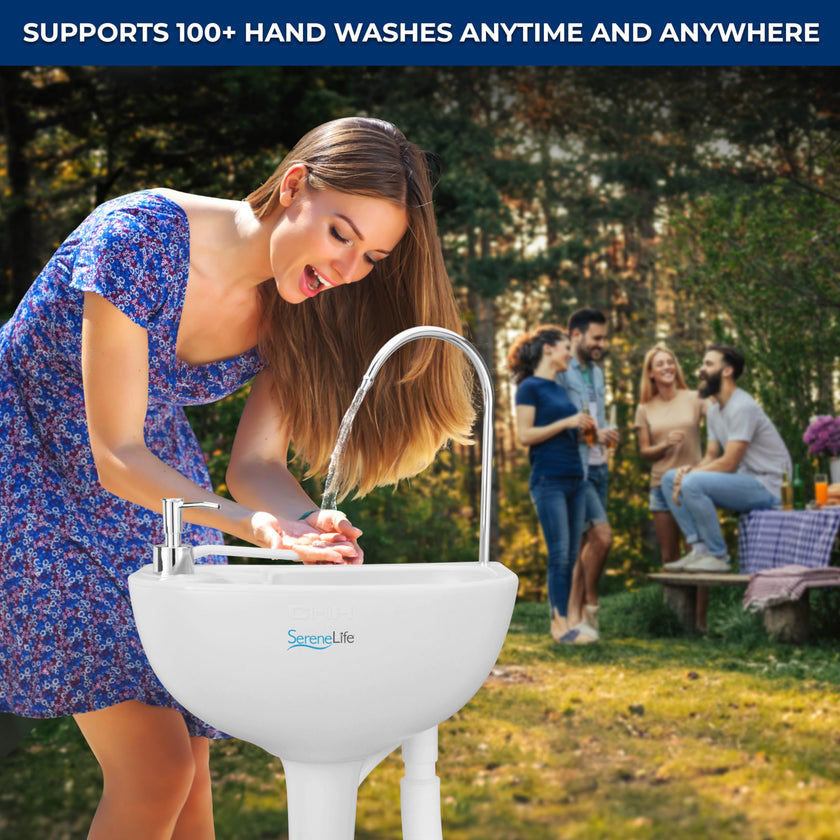 SereneLife, Portable Sink, Camping Hand Wash Basin with Water Tank and Rolling Wheels, Perfect for Indoor and Outdoor Use, Events, Worksites and More 🍁 All In One Marketplace Canada