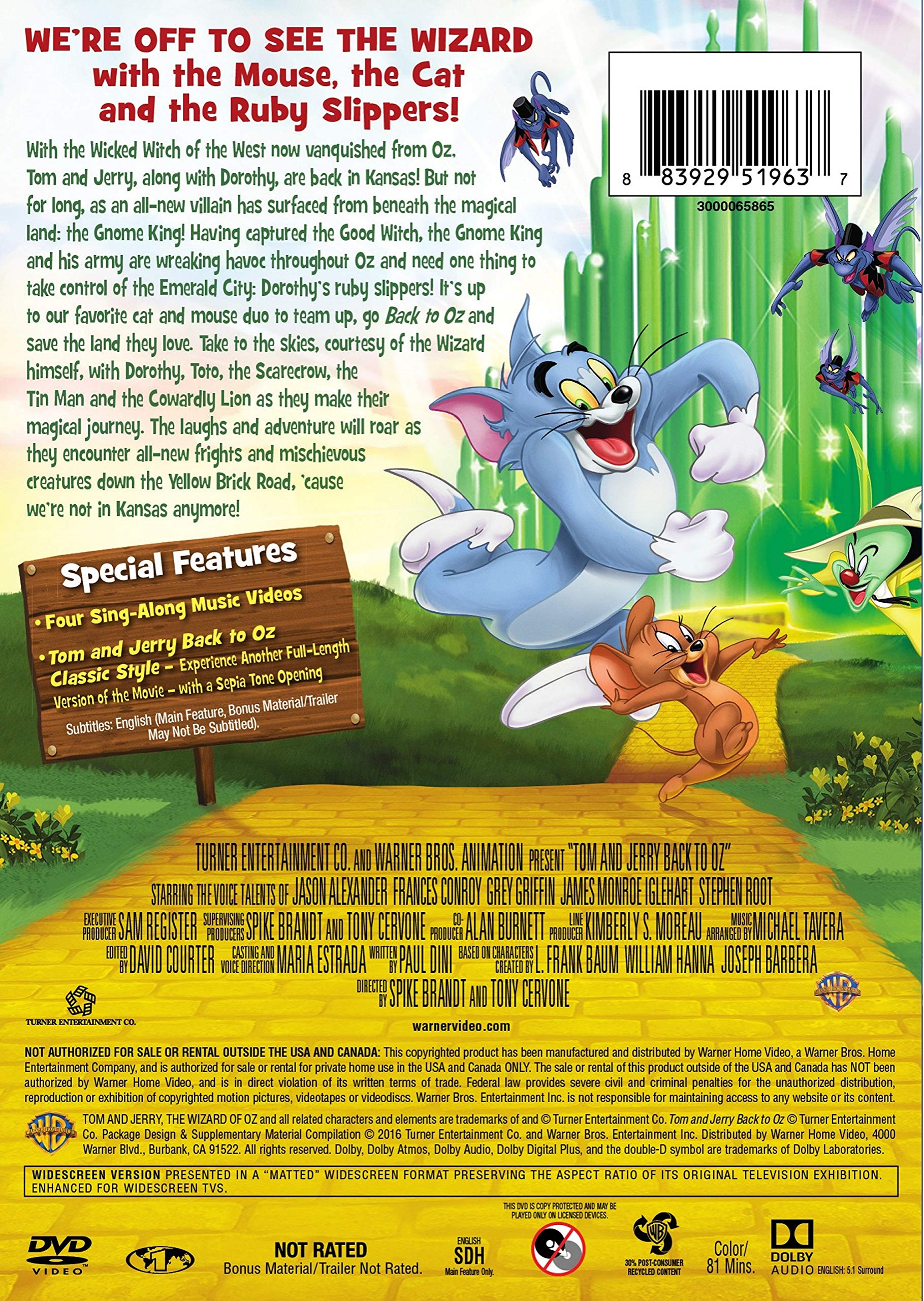 Tom And Jerry Back to Oz - DVD (Used)