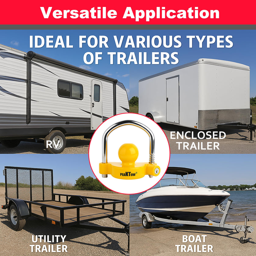 PEAKTOW PTS0002 Heavy Duty Universal Adjustable Coupler Lock Trailer Hitch Storage Security Lock Fits 1-7/8, 2, 2-5/16 Inches Couplers 🍁 All In One Marketplace Canada