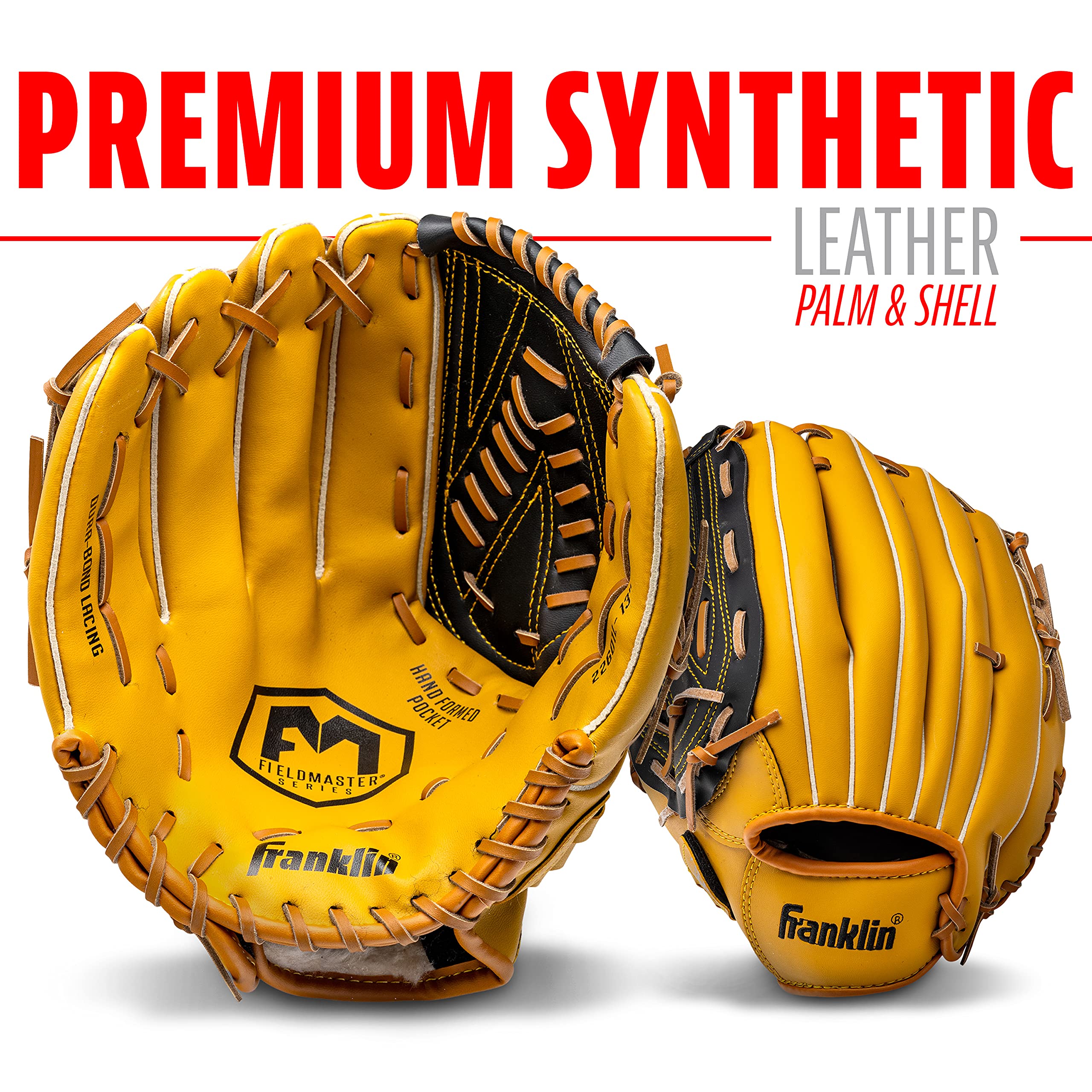 Franklin Sports Baseball and Softball Glove - Field Master - Baseball and Softball Mitt - Adult and Youth Glove - Outfield - Left Hand Throw - 13