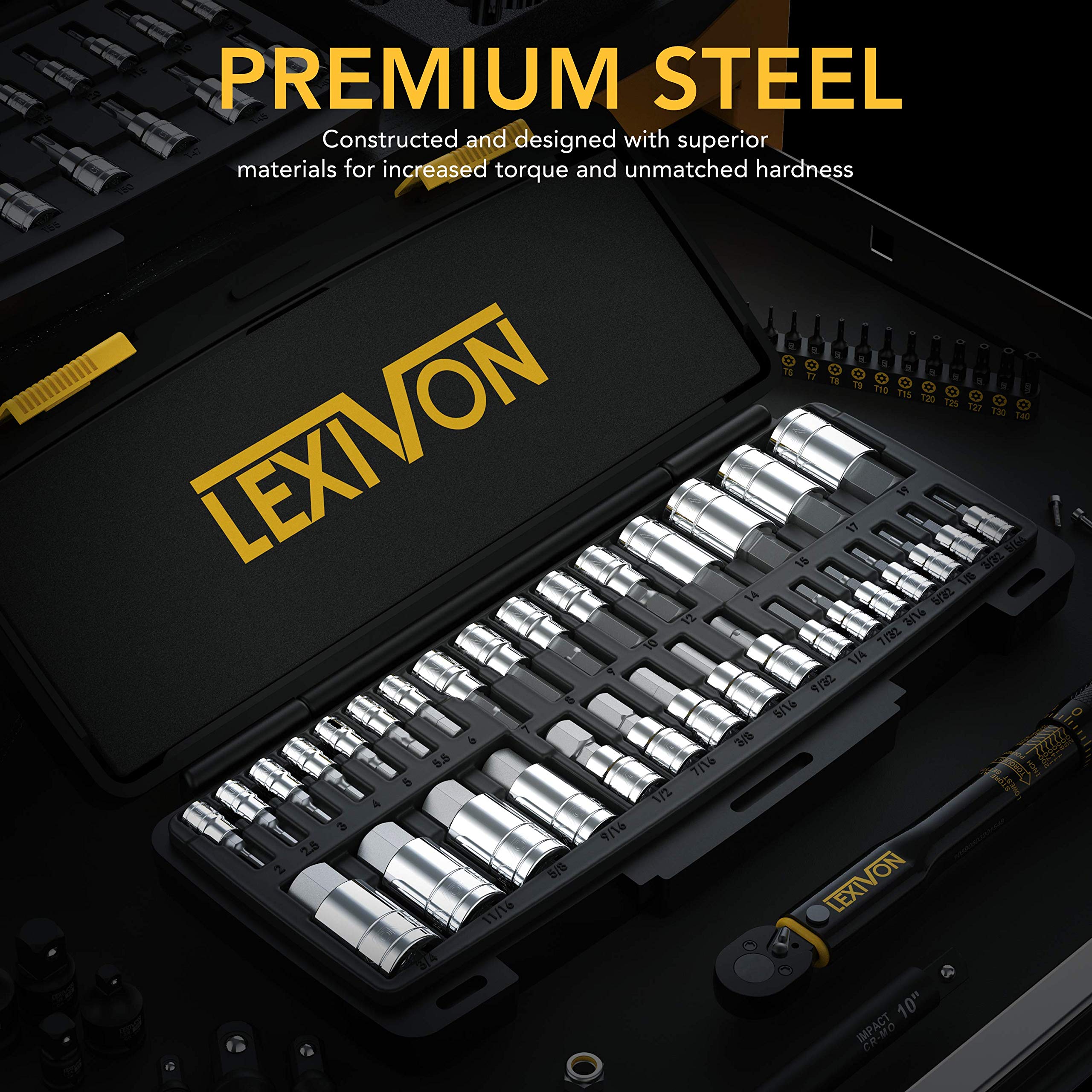 LEXIVON Master HEX Bit Socket Set, Premium S2 Alloy Steel | Complete 32-Piece, SAE and Metric Set | Enhanced Storage Case (LX-144) 🍁 All In One Marketplace Canada