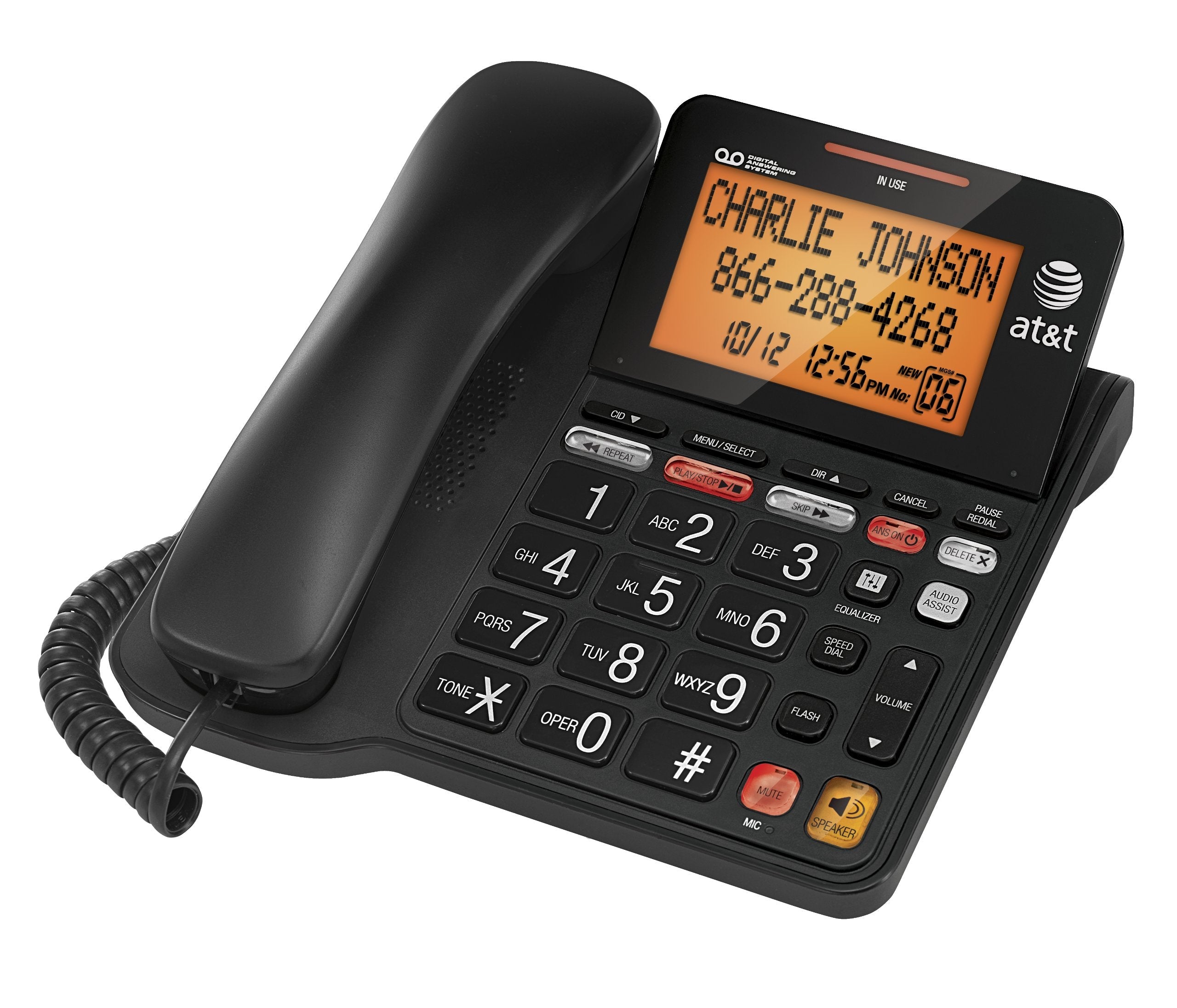 AT&T Corded Phone with 25 min Digital Answering Machine, Backlit Tilt Display, Audio Assist, Speakerphone, A/C Power (CL4940BK), Black 🍁 All In One Marketplace Canada