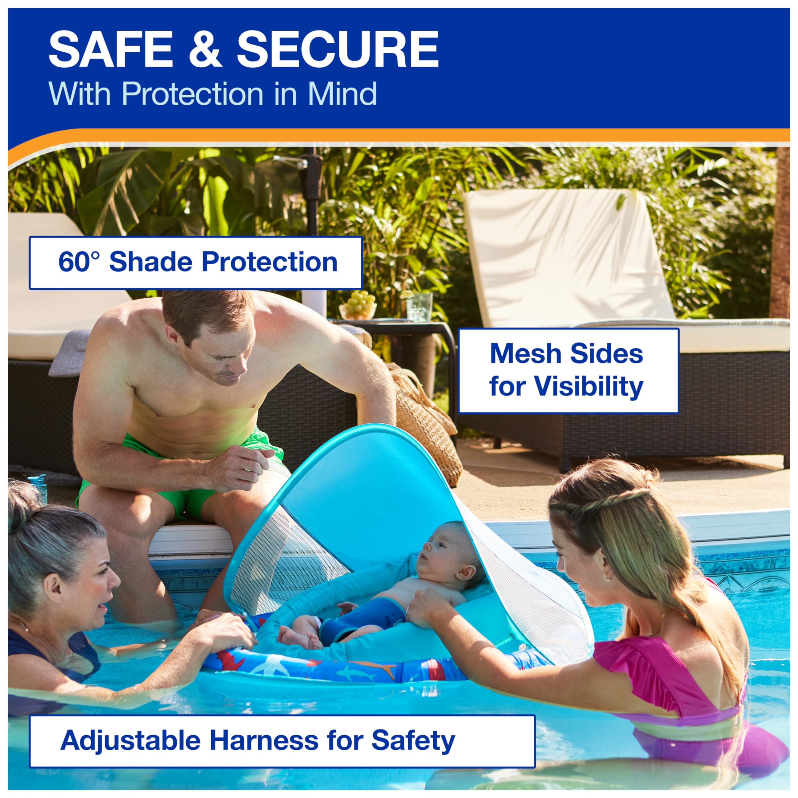 Swimways Infant Spring Float, Baby Pool Float with Canopy & UPF Protection, Swimming Pool Accessories for Kids 3-9 Months, Shark 🍁 All In One Marketplace Canada
