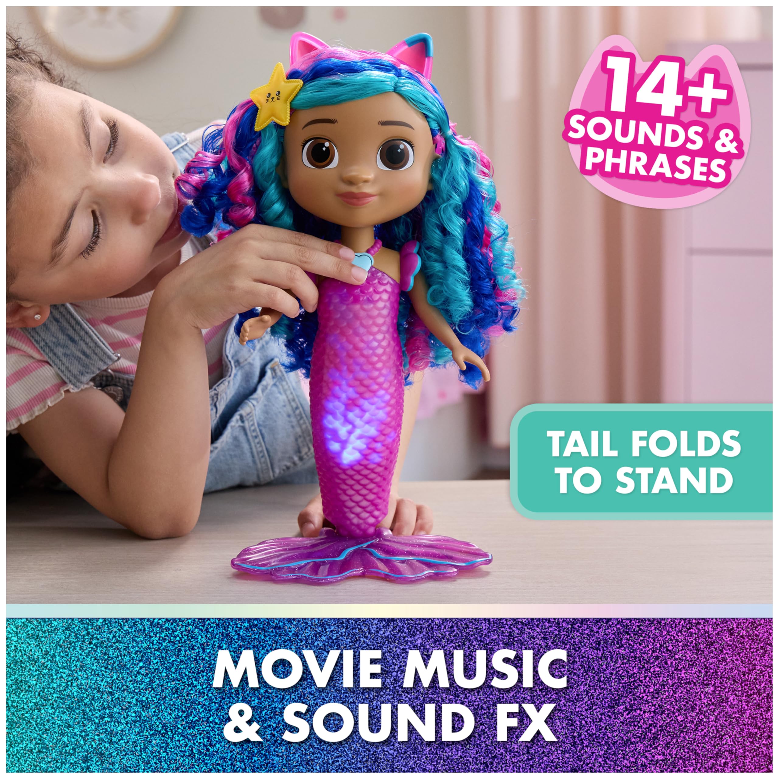 DreamWorks GABBY'S Dollhouse The Movie, Sing & Shine Mermaid Gabby, Waterproof Mermaid Doll with Lights & Sounds, Kids Toys for Girls & Boys Ages 3 and Up 🍁 All In One Marketplace Canada