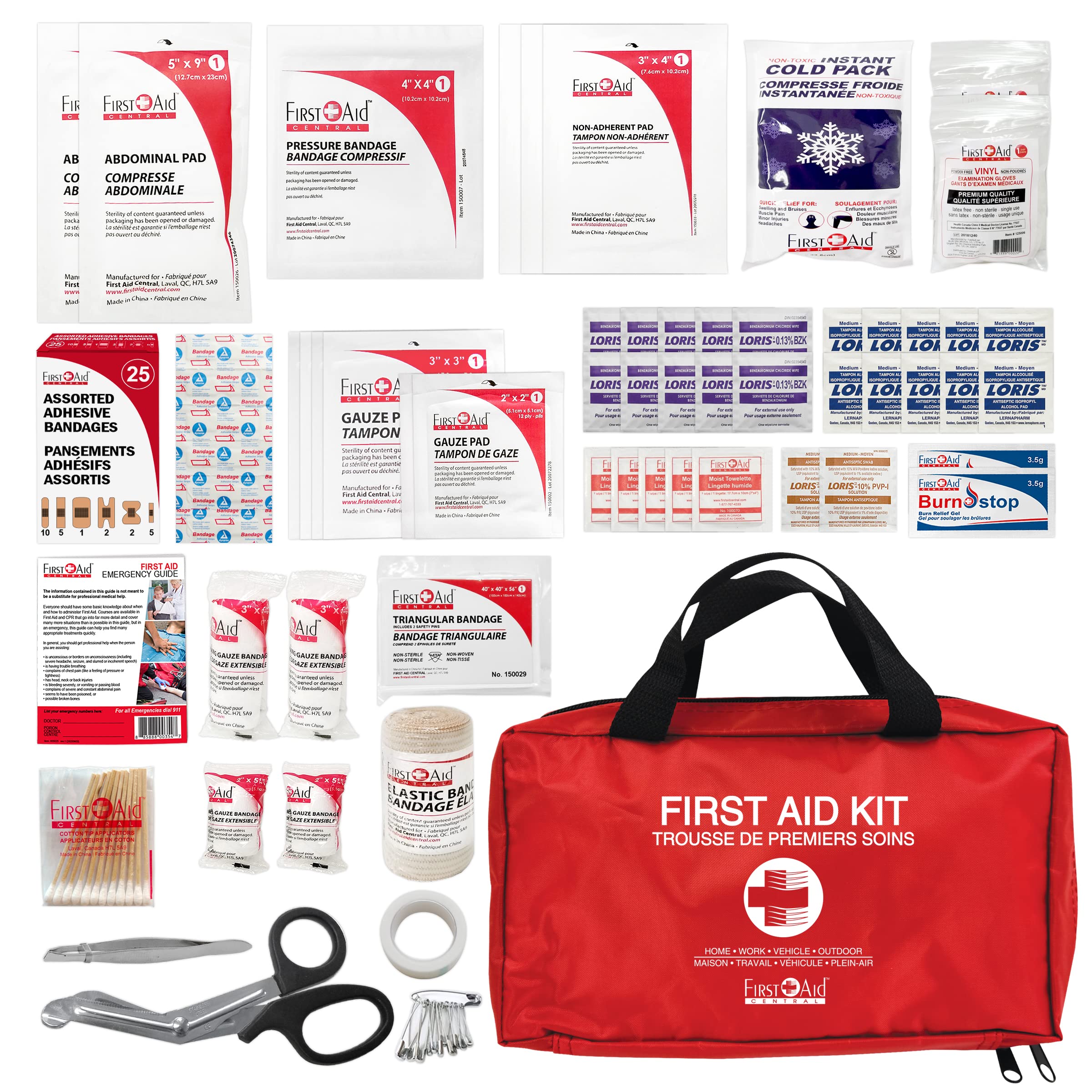 First Aid Central AZ-ESSFAK Essential Emergency First Aid Kit For Home, Travel, and Work, 111 Pieces 🍁 All In One Marketplace Canada