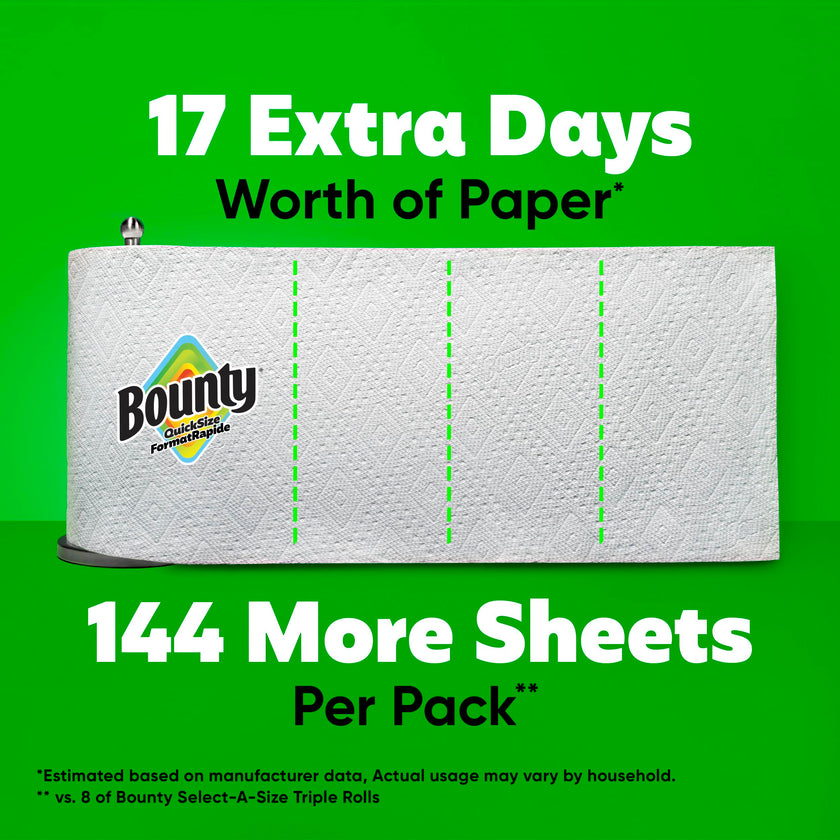 Bounty Paper Towels Quick-Size, White, 8 Family Triple Rolls = 27 Regular Rolls 🍁 All In One Marketplace Canada