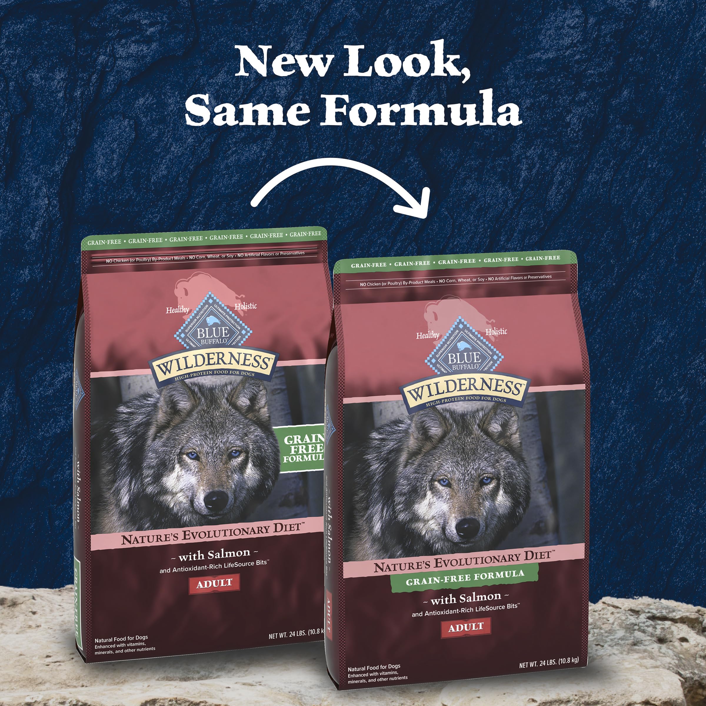 Blue Buffalo Wilderness with Salmon High Protein Grain Free Dry Dog Food for Adult Dogs, 34% Protein, Supports Immunity with Antioxidant-Rich LifeSource Bits 10.8 Kg/24lbs Bag 🍁 All In One Marketplace Canada