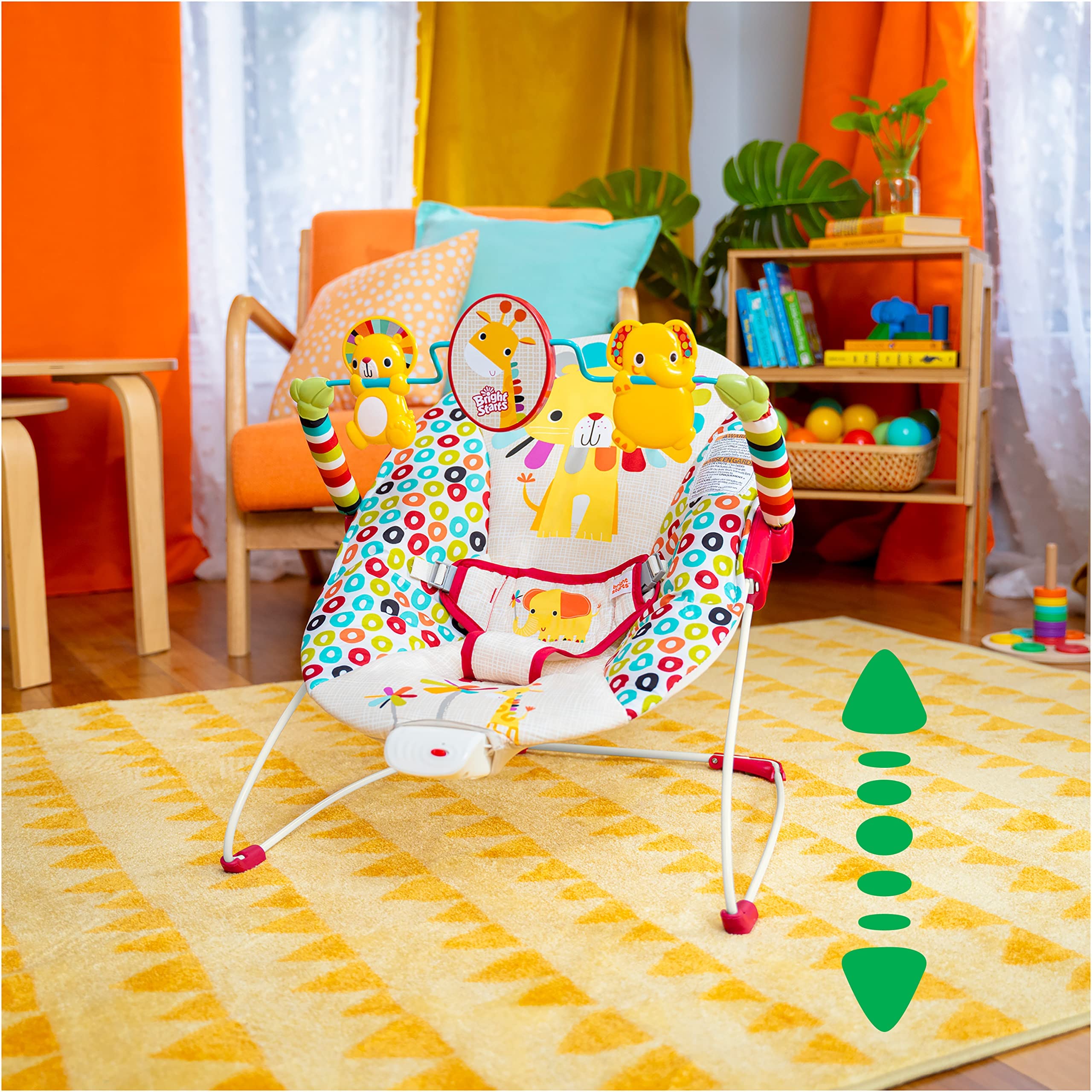 Bright Starts Portable Baby Bouncer Soothing Vibrations Infant Seat with Removable Toy Bar, 0-6 Months 6-20 lbs (Playful Pinwheels) 🍁 All In One Marketplace Canada