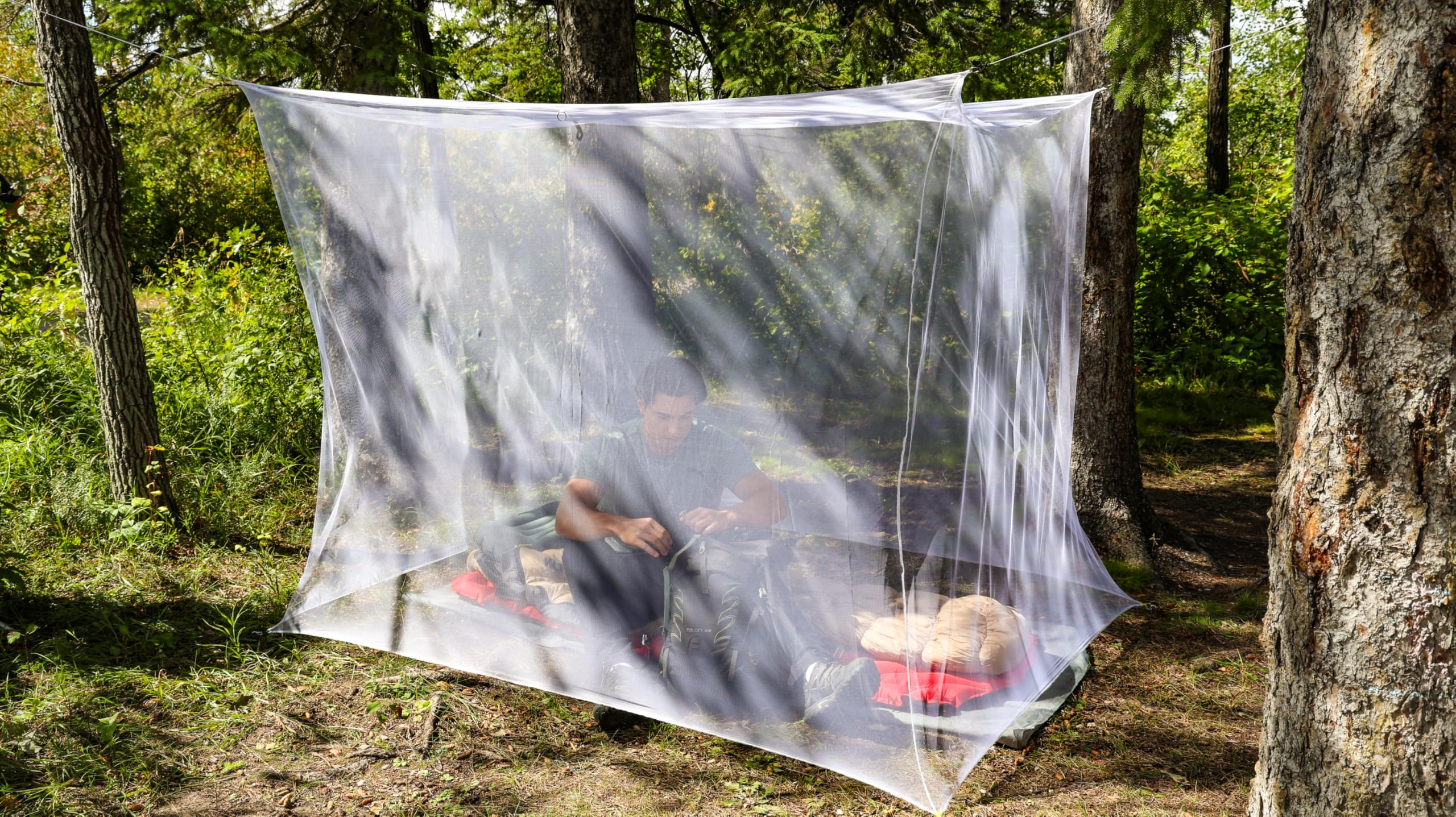 Coghlan's Rectangular Mosquito Net – Lightweight Mesh Canopy for Camping, Travel, and Outdoor Use – Includes Tie Loops, Carry Bag, Twine, Hooks, Anchors, Nails – White, 78