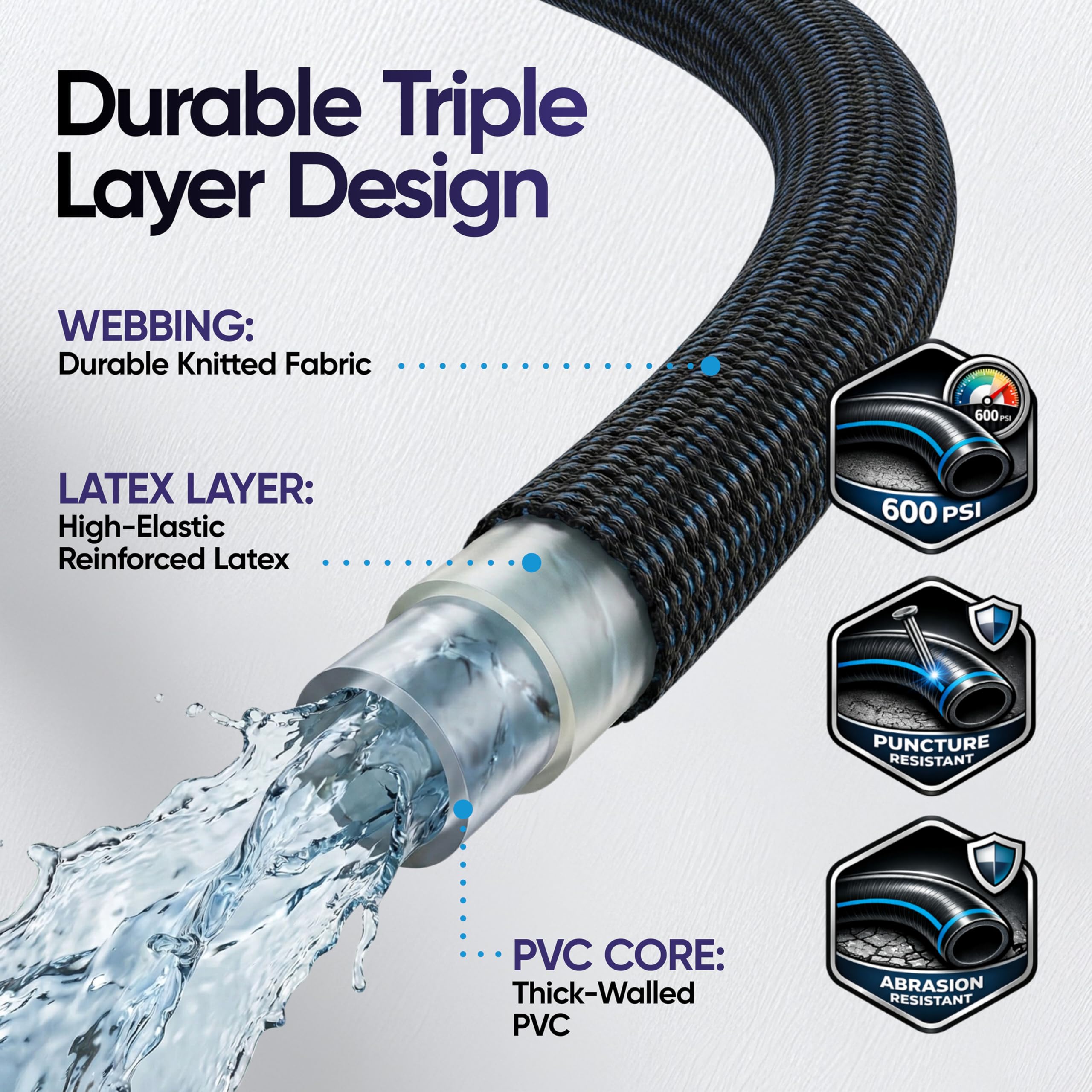 100ft Garden Hose with 10 Function Spray Nozzle, Expandable Garden Hose, 3/4