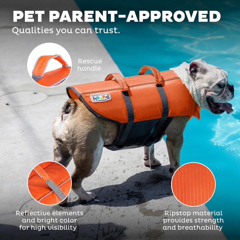 Outward Hound Granby Splash Dog Life Jacket with Handle, Reflective Floating Vest for Swimming & Boating, Maximum Buoyancy, All Skill Levels, Extra-Small Dogs & Puppies (11–15