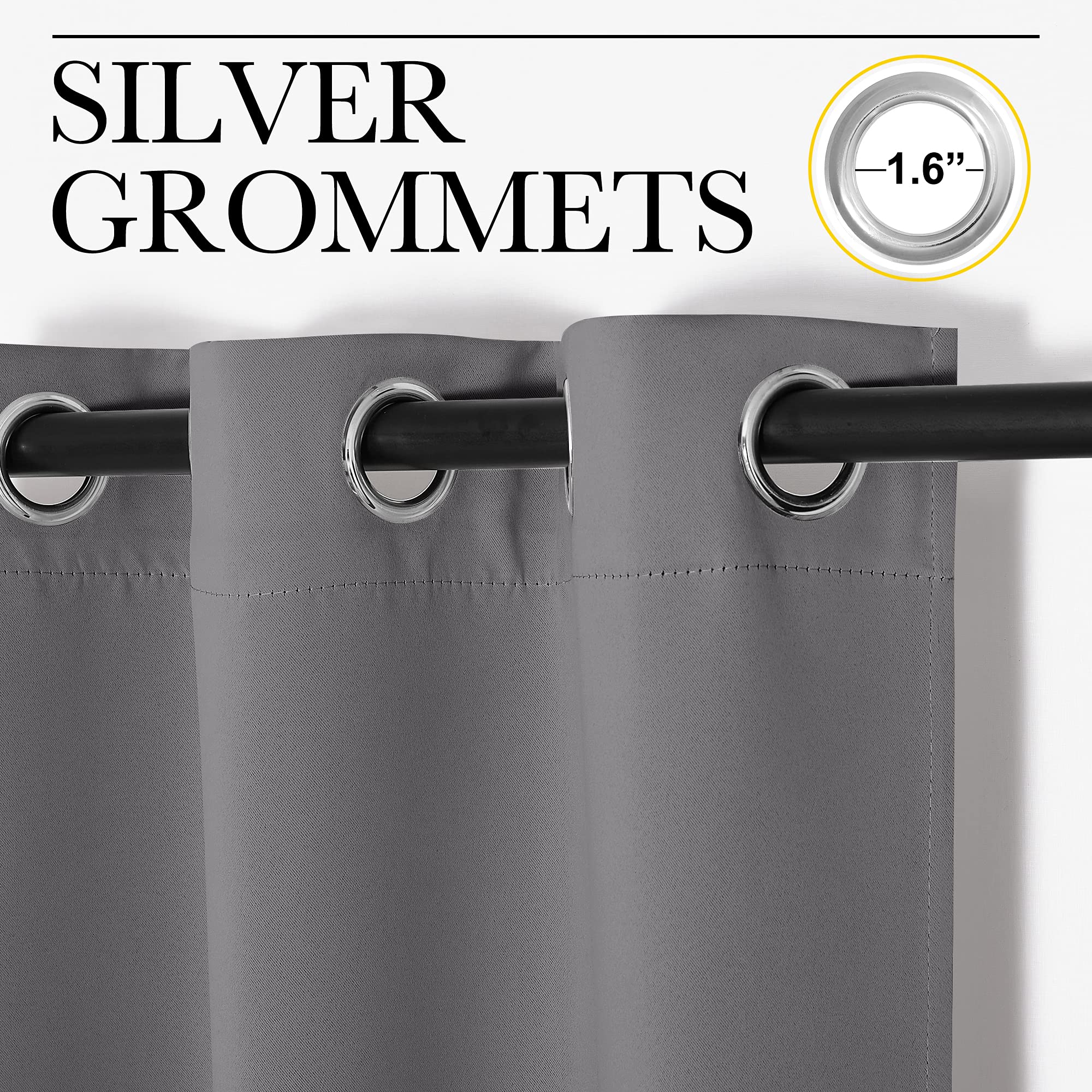 NICETOWN Blackout Curtains 2 Panels for Bedroom- Thermal Insulated Grommet Blackout Curtains 63 Inches Long for Living Room/Kitchen Rideaux occultants (2 Panels, W42 x L63 -Inch,Grey) 🍁 All In One Marketplace Canada
