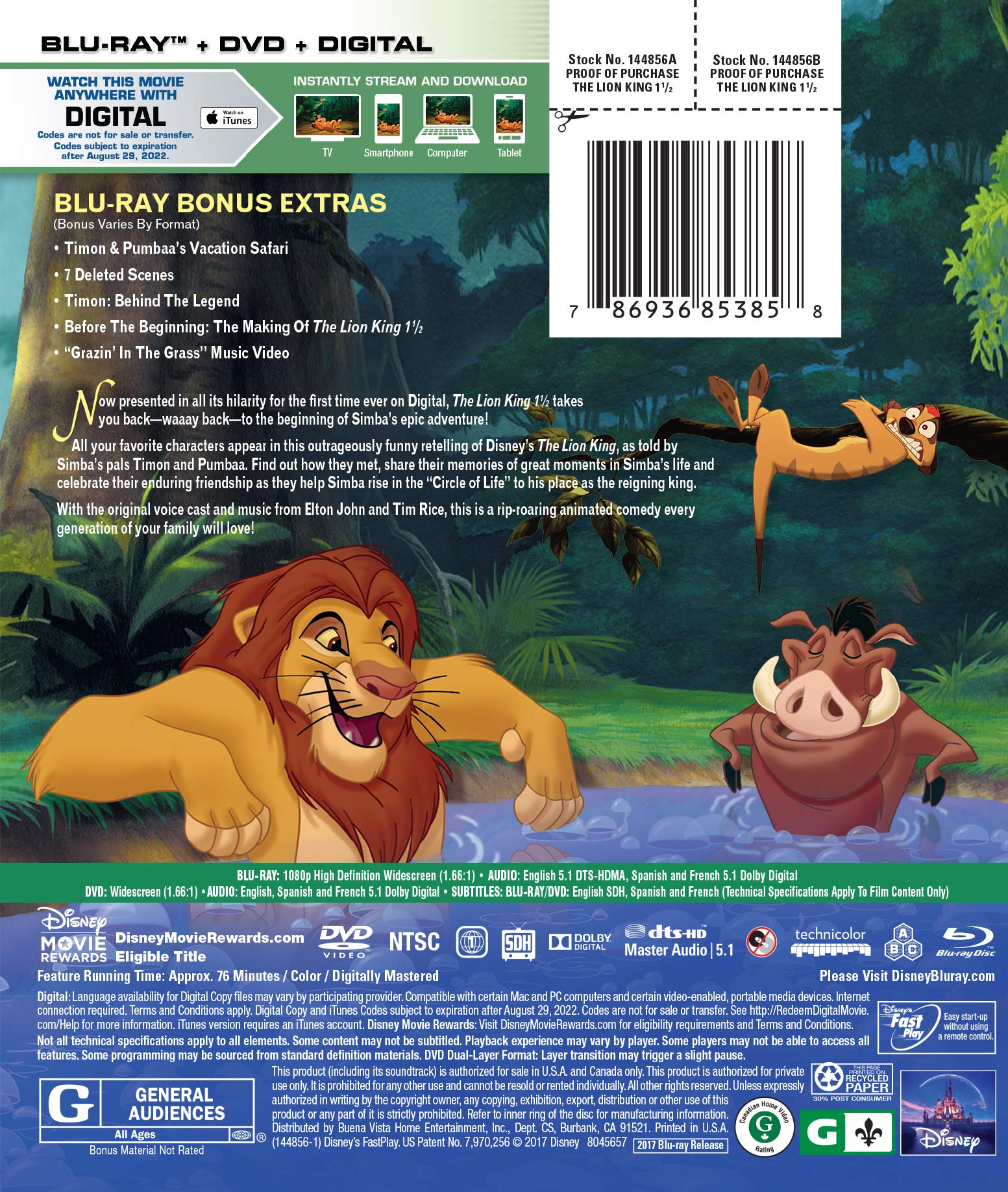 The Lion King 1 1/2 - Blu-Ray/DVD