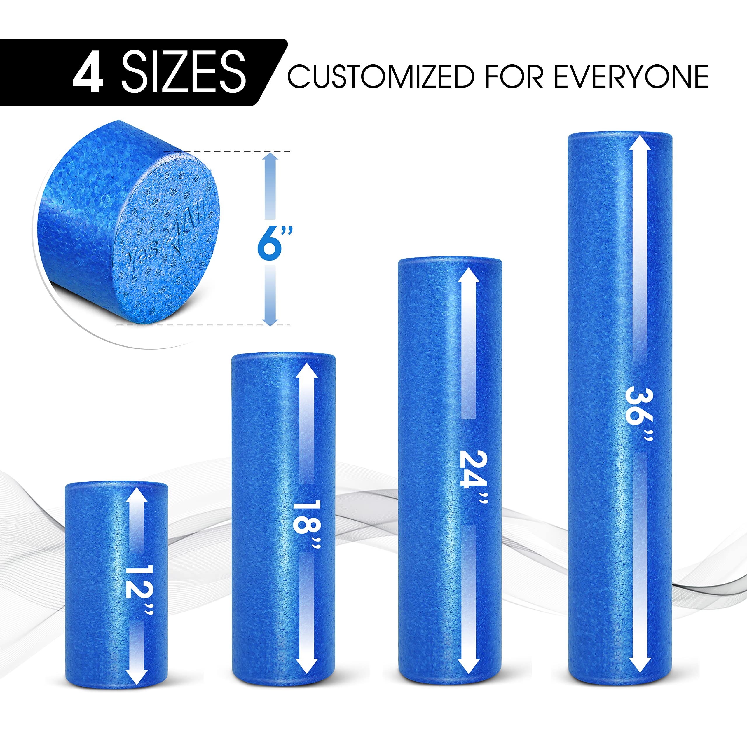 Yes4All High-Density EPP Round Back Roller Foam, Foam Roller for Yoga, Pilates & Stretching - 12, 18, 24, 36 inch 🍁 All In One Marketplace Canada