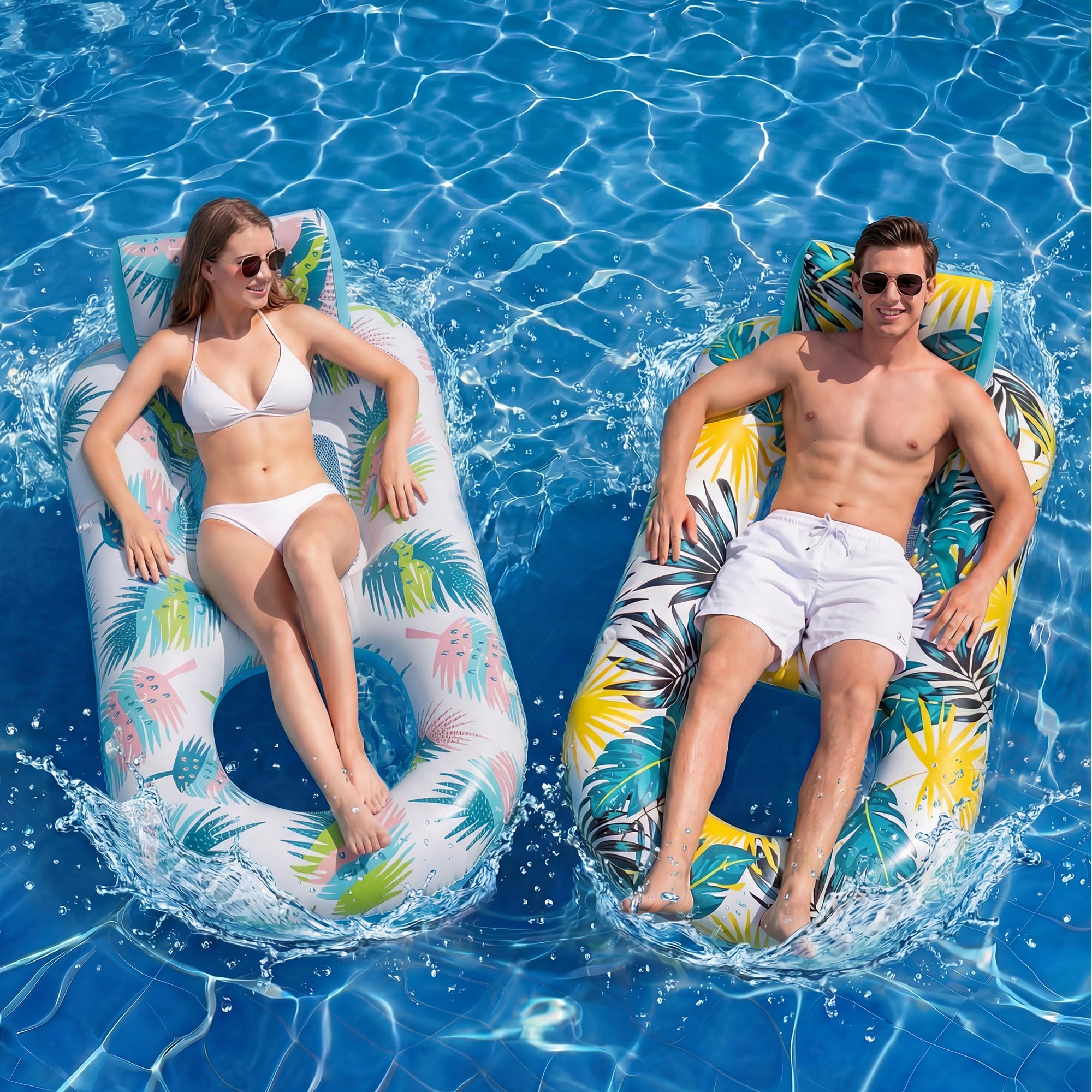 cngg v Pool Floaties for Adults,Inflatable Float Heavy Duty, Backrest & Footrest Pool Float Pool Rafts for Adults Beach Lake Party 2 Pack 🍁 All In One Marketplace Canada