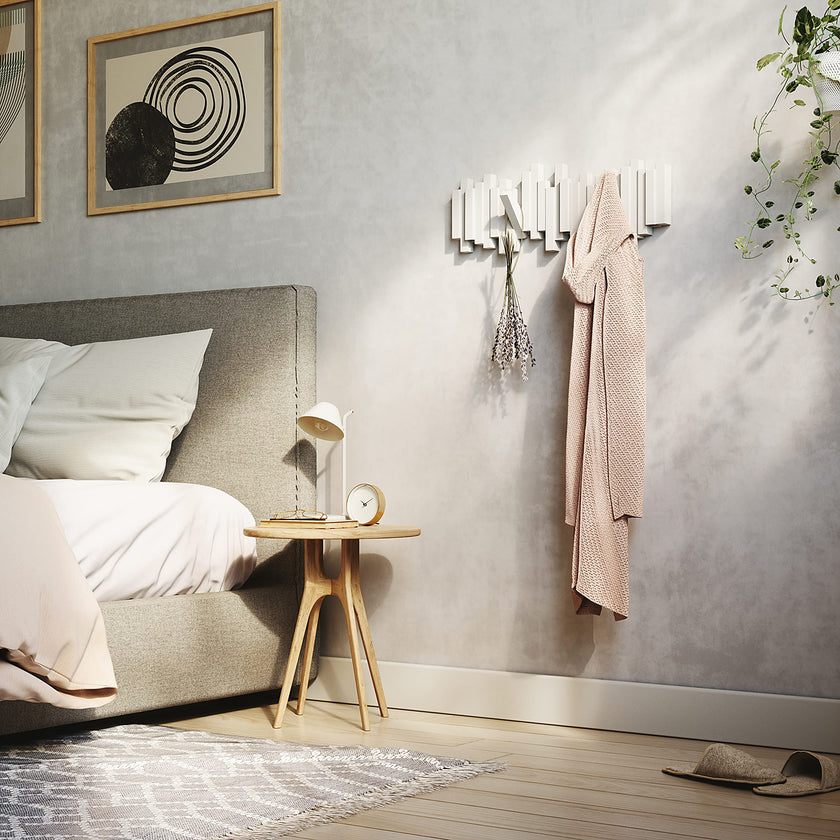 Umbra Sticks Wall-Mounted Coat Rack Rail Hook with 5 Retractable Pegs – Modern, Space-Saving Storage Organizer, White 🍁 All In One Marketplace Canada