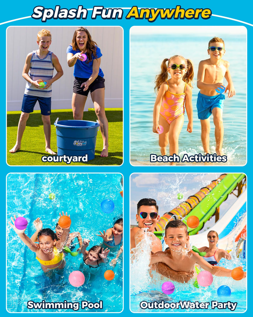 Reusable Water Bomb Balloons, Silicone Water Splash Ball with Mesh Bag, Quick Self-Sealing Water Bomb for Kids Adults Outdoor Activities Water Games Toy Outside Summer Fun Party Supplies (12Pack) 🍁 All In One Marketplace Canada