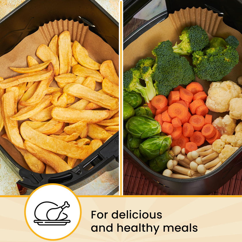 Air Fryer Liners, 250Pcs Disposable Parchment Paper Liners – Unbleached Baking Air Fryer Sheets – 8” Square for 5-8 qt Baskets – Great for Oven, Pans & Baking – Easy Cleanup by Baker's Signature 🍁 All In One Marketplace Canada