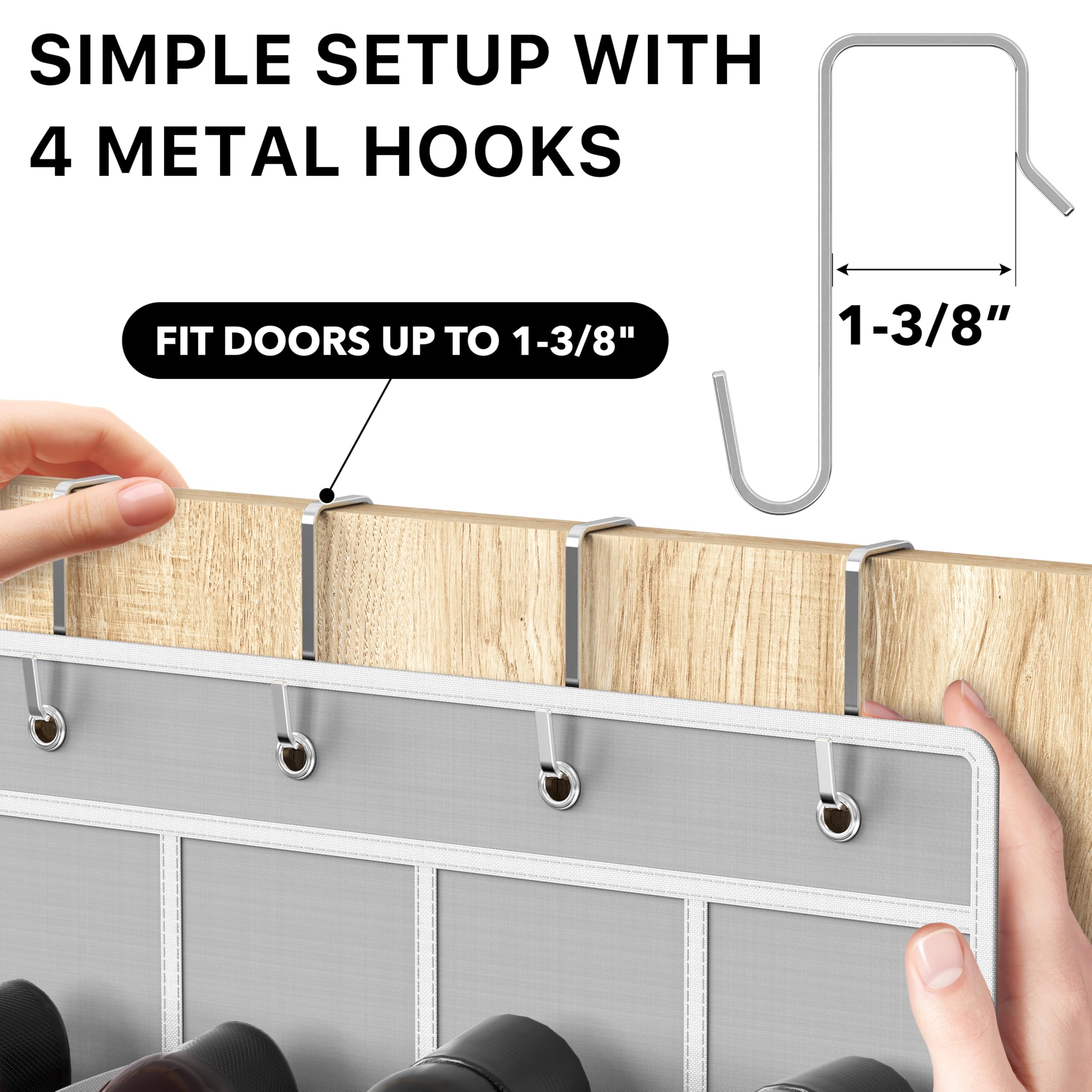 SimpleHouseware Crystal Clear Over The Door Hanging Shoe Organizer, 24 Pockets, Grey (162.6 cm H x 48.6 cm W) 🍁 All In One Marketplace Canada