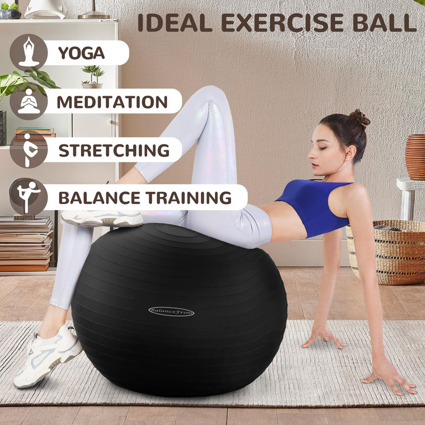 BalanceFrom Anti-Burst Slip Resistant Exercise Ball - 26-inch Black, 2,000-Pound Capacity 🍁 All In One Marketplace Canada
