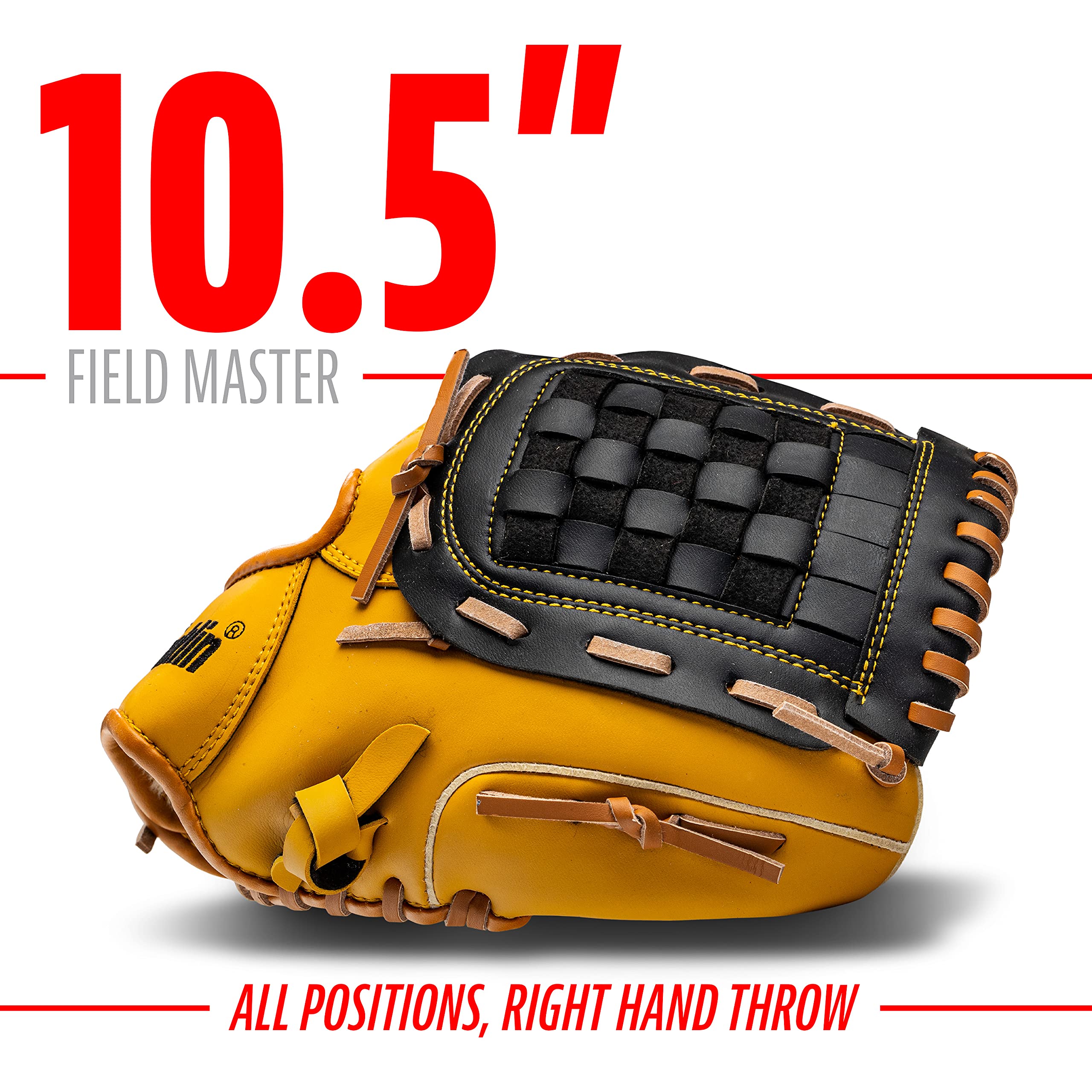 Franklin Sports Baseball and Softball Glove - Fieldmaster Adult + Youth Baseball Gloves - Mens + Womens Infield + Outfield Mitt - Right Hand Throw - 10.5