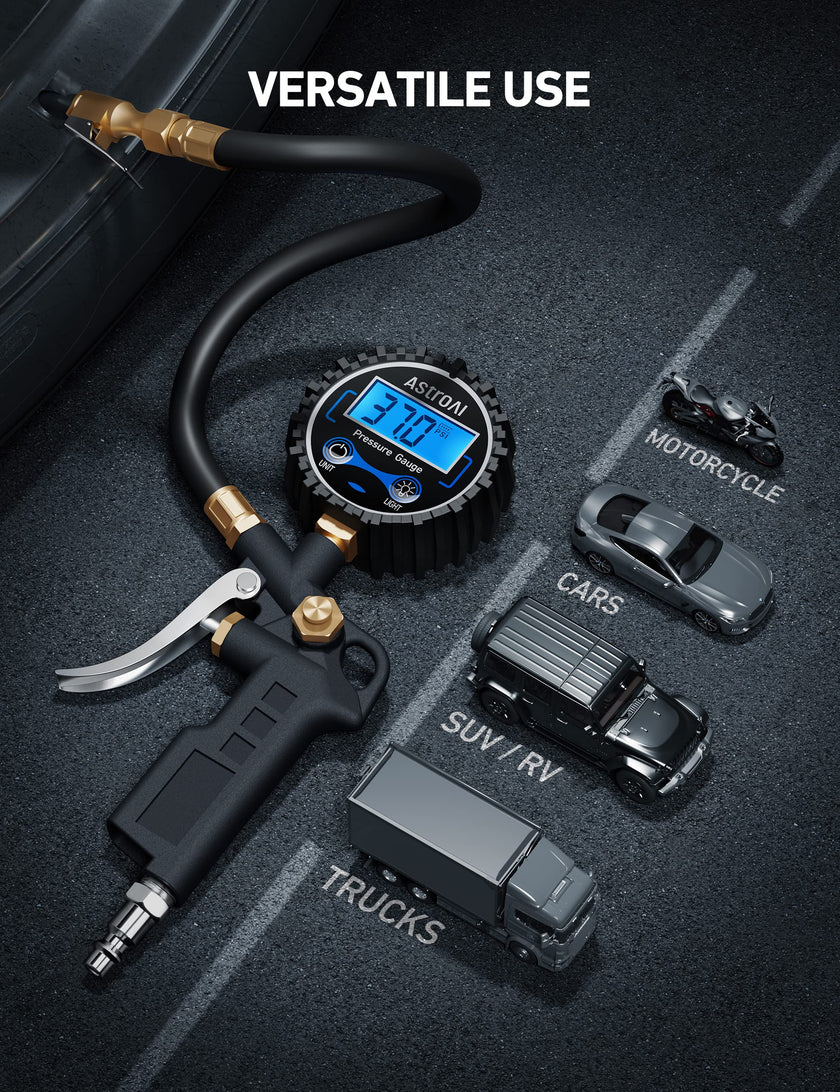AstroAI Digital Tire Inflator with Pressure Gauge 250 PSI, Heavy Duty Air Compressor Accessory with Precision Air Chuck, Backlit LCD, 4 Unit Settings, Compatible with Car, Truck, SUV & Motorcycle 🍁 All In One Marketplace Canada