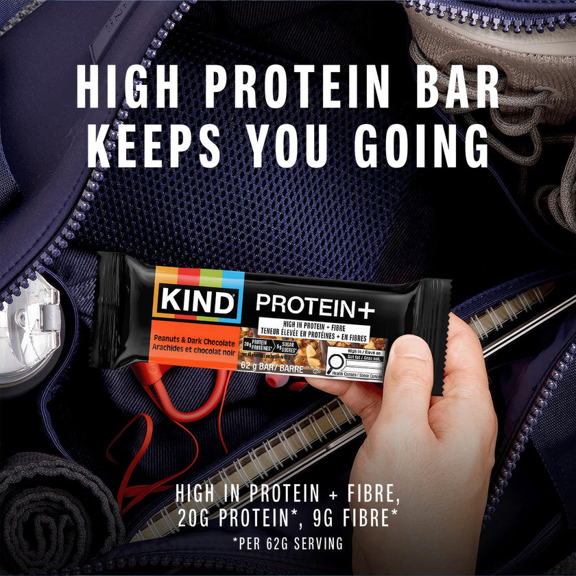 KIND PROTEIN+ Peanuts & Dark Chocolate, 62 g, 12 Count 🍁 All In One Marketplace Canada