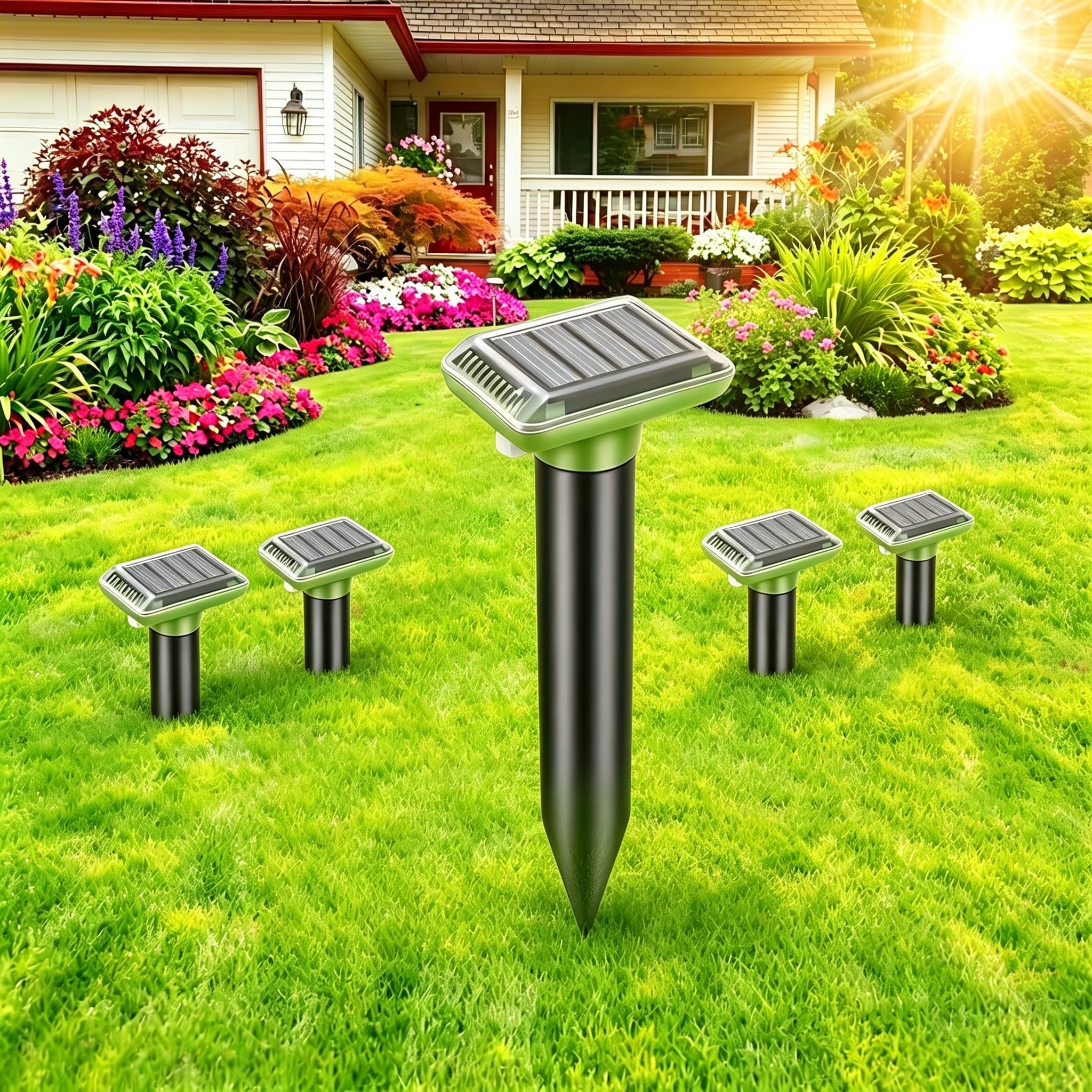 Solar-Powered Animal Ground Stakes 4 Pack, Waterproof Outdoor Yard Protector Accessories for Lawn, Yard and Garden (Green) 🍁 All In One Marketplace Canada