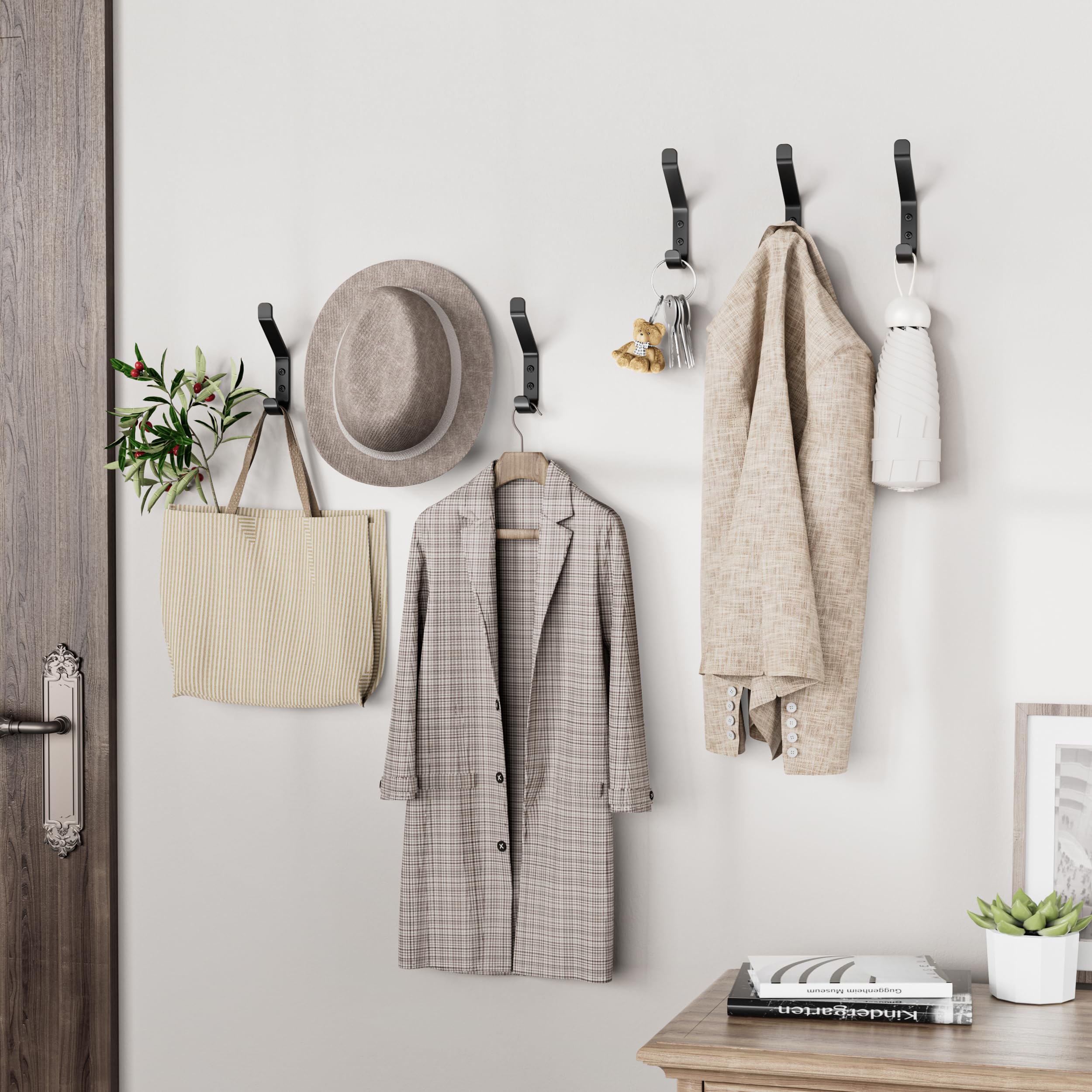 susswiff 10-Pack Coat Hook for Hanging, 10KG (Max), Stainless Wall Hooks for Towel, Hat, Backpack, Key, Clothes, Wall Mounted Coat Hanger for Closet, Black 10 CM 🍁 All In One Marketplace Canada