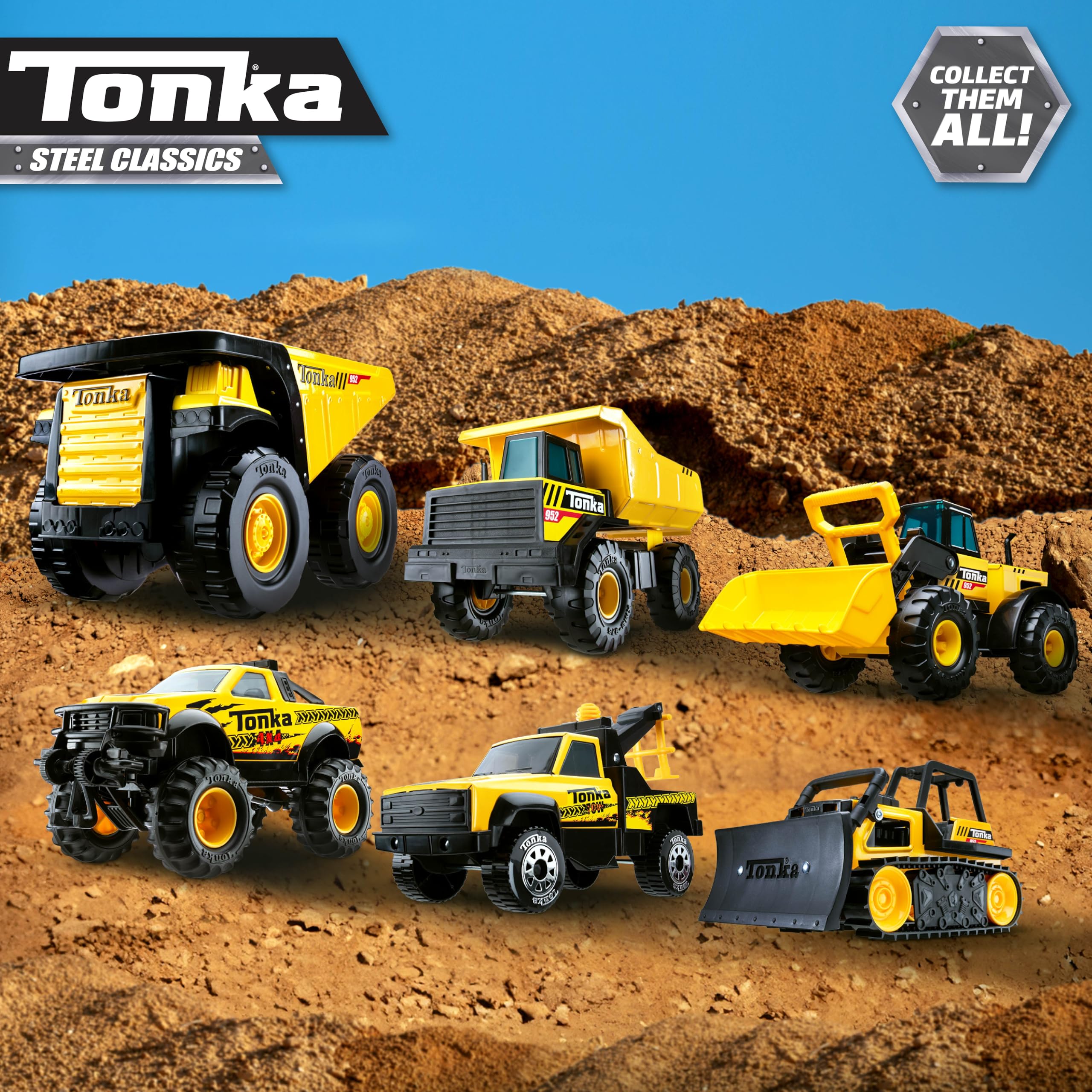 Tonka Steel Classics, Classic 4x4 Pickup Truck – Made with Steel and Sturdy Plastic, Yellow Friction Powered, Boys and Girls, Toddlers Ages 3+, Big Construction Vehicle, Birthday Gift, Holiday 🍁 All In One Marketplace Canada