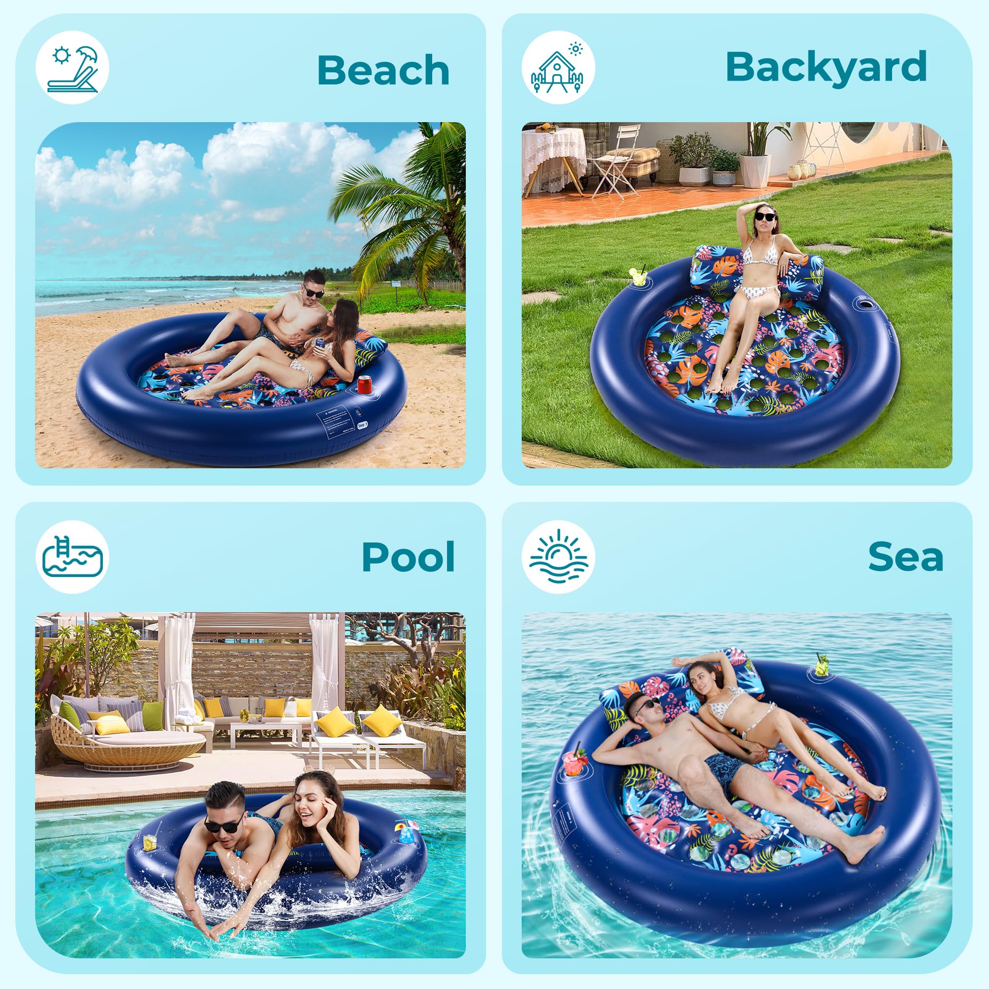 2-Person Pool Floaties for Adults Heavy Duty, Giant 75