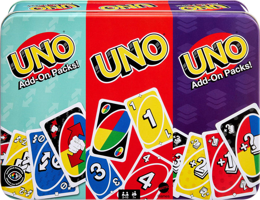 Mattel Games UNO Card Game with 2 Add On Packs with Storage Tin 🍁 All In One Marketplace Canada
