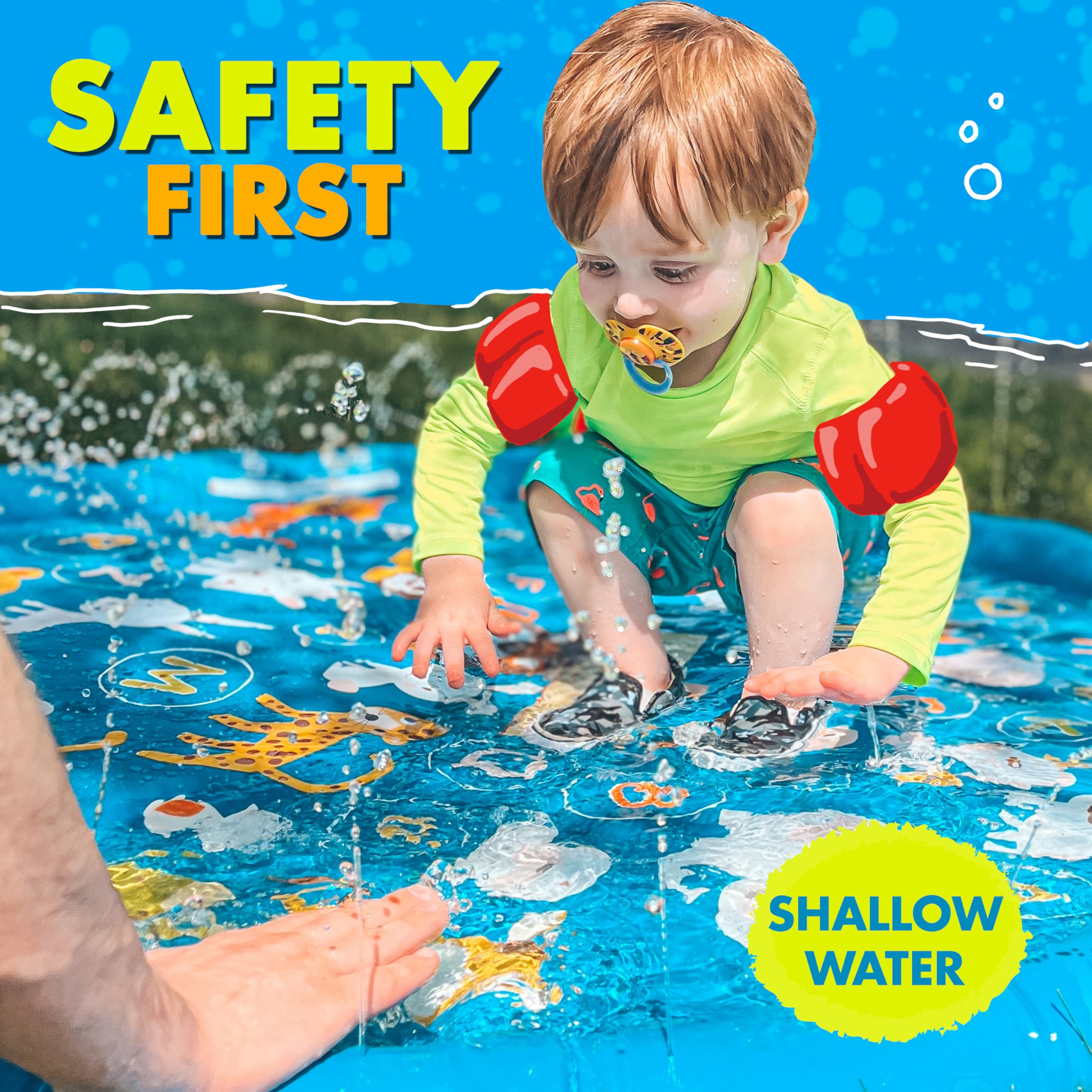 SplashEZ 3-in-1 Splash Pad, Sprinkler for Kids, and Wading Pool for Learning – Children’s Sprinkler Pool, 60’’ Inflatable Water Toys – “from A to Z” Outdoor Swimming Pool for Babies and Toddlers 🍁 All In One Marketplace Canada