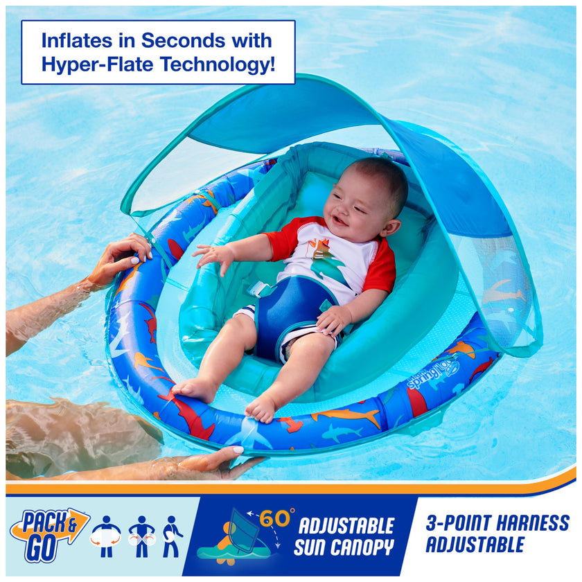 Swimways Infant Spring Float, Baby Pool Float with Canopy & UPF Protection, Swimming Pool Accessories for Kids 3-9 Months, Shark 🍁 All In One Marketplace Canada