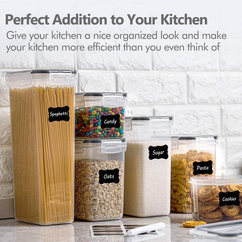 Vtopmart 32pcs Food Storage Container Set, Kitchen & Pantry Organizers and Storage, Plastic Airtight Container with Lids for Cereal, Flour and Sugar, Includes 32 Labels 🍁 All In One Marketplace Canada