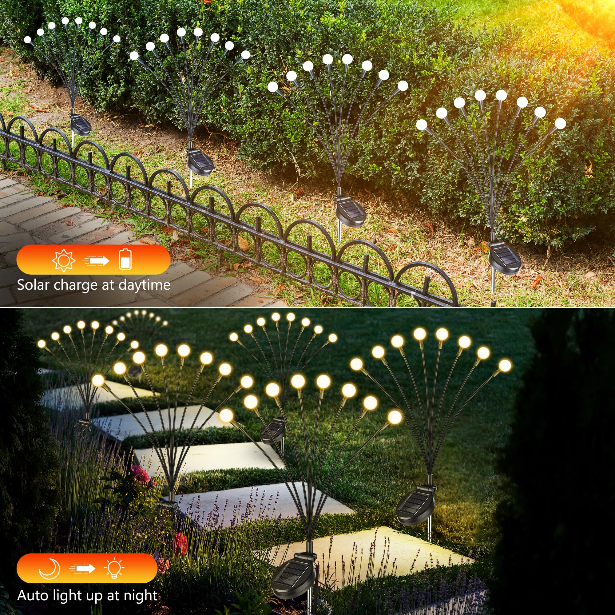 iBaycon 4 Pack Solar Firefly Lights Garden Pathway Outdoor Decor Warm White 🍁 All In One Marketplace Canada
