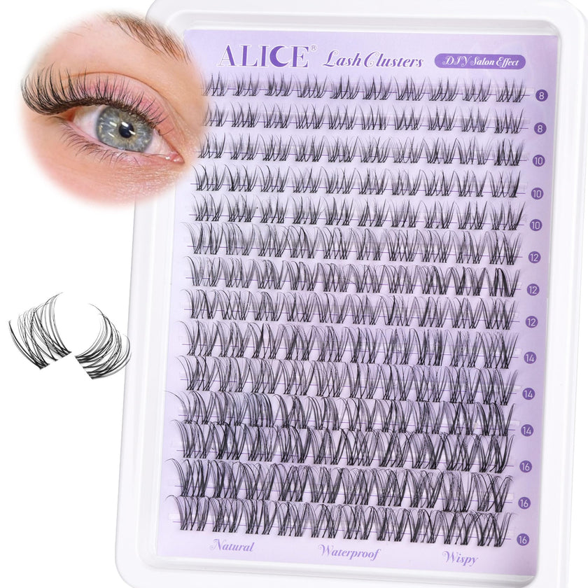 Wispy Lash Clusters Invisible Band Natural Lash Extensions Waterproof 8-16mm Cluster Eyelash Extension D Curl DIY Individual Cluster Lashes by ALICE 🍁 All In One Marketplace Canada
