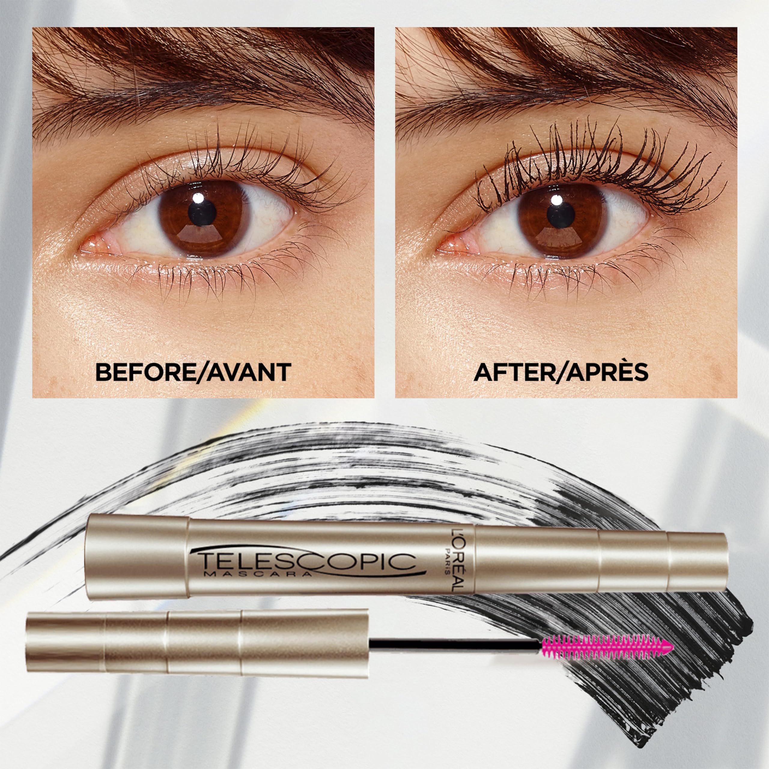 L’Oréal Paris Telescopic Mascara, Eyelash Lengthening Mascara, Unique Non-Clumping Formula Delivering Intense Length For Sensitive Eyes, Black, 8 ml 🍁 All In One Marketplace Canada
