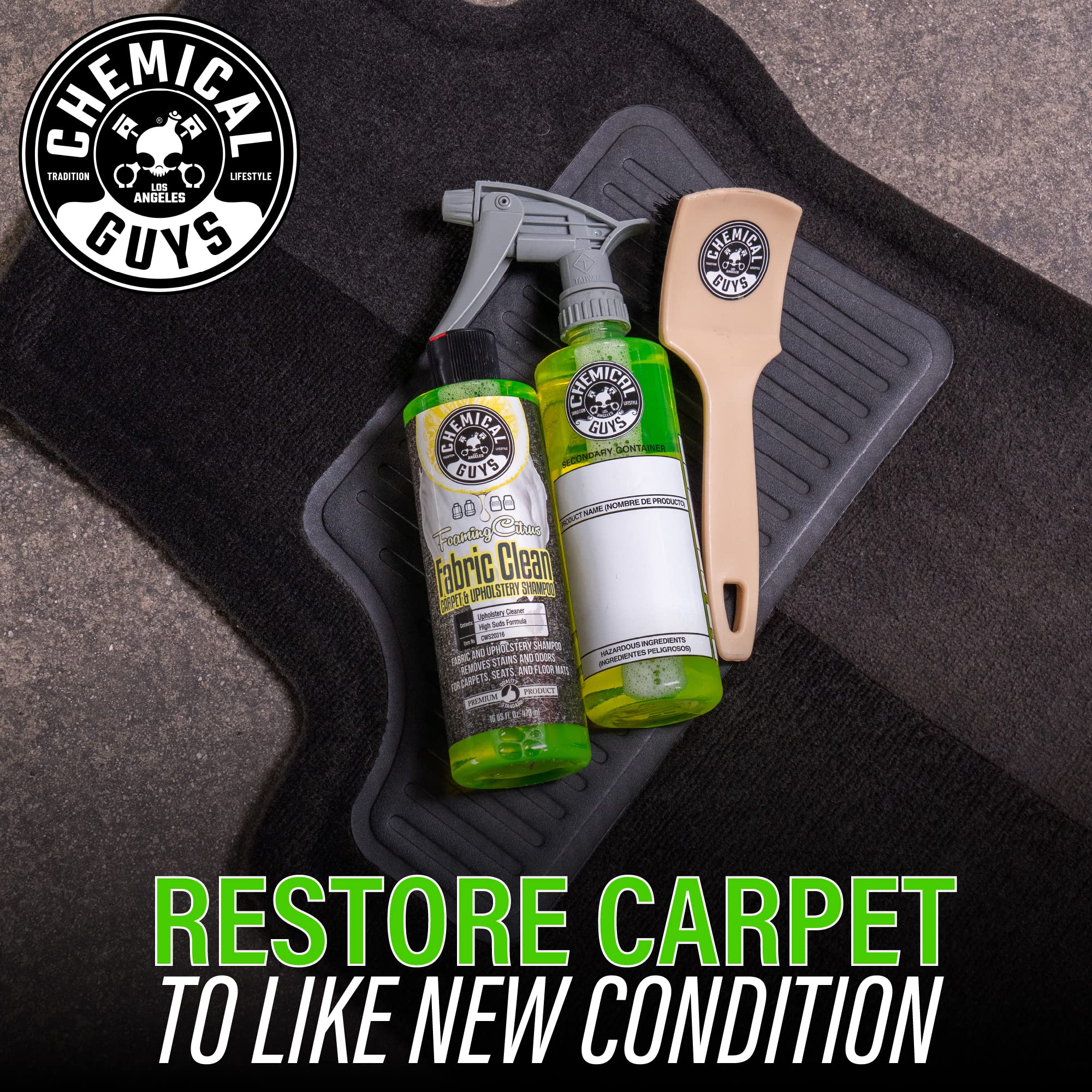 Chemical Guys Foaming Citrus Fabric Clean Carpet And Upholstery Shampoo And Odor Eliminator, Safe for Cars, Trucks, SUVs, Motorcycles, RVs & More, 473 ml, 2 Pack 🍁 All In One Marketplace Canada