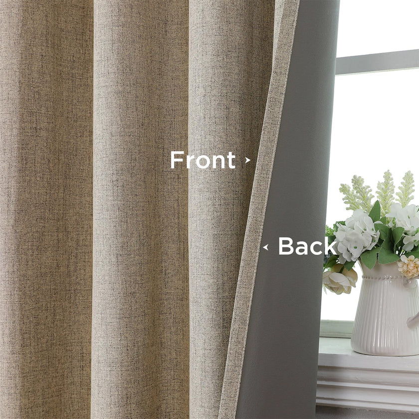 CUCRAF 100% Blackout Window Curtains 84 inches Long 2 Panels Set, Faux Linen Look Thermal Insulated Grommet Drapes, Room Darkening Curtain for Bedroom Living Room(W52 x L84 Inch, Light Khaki) 🍁 All In One Marketplace Canada