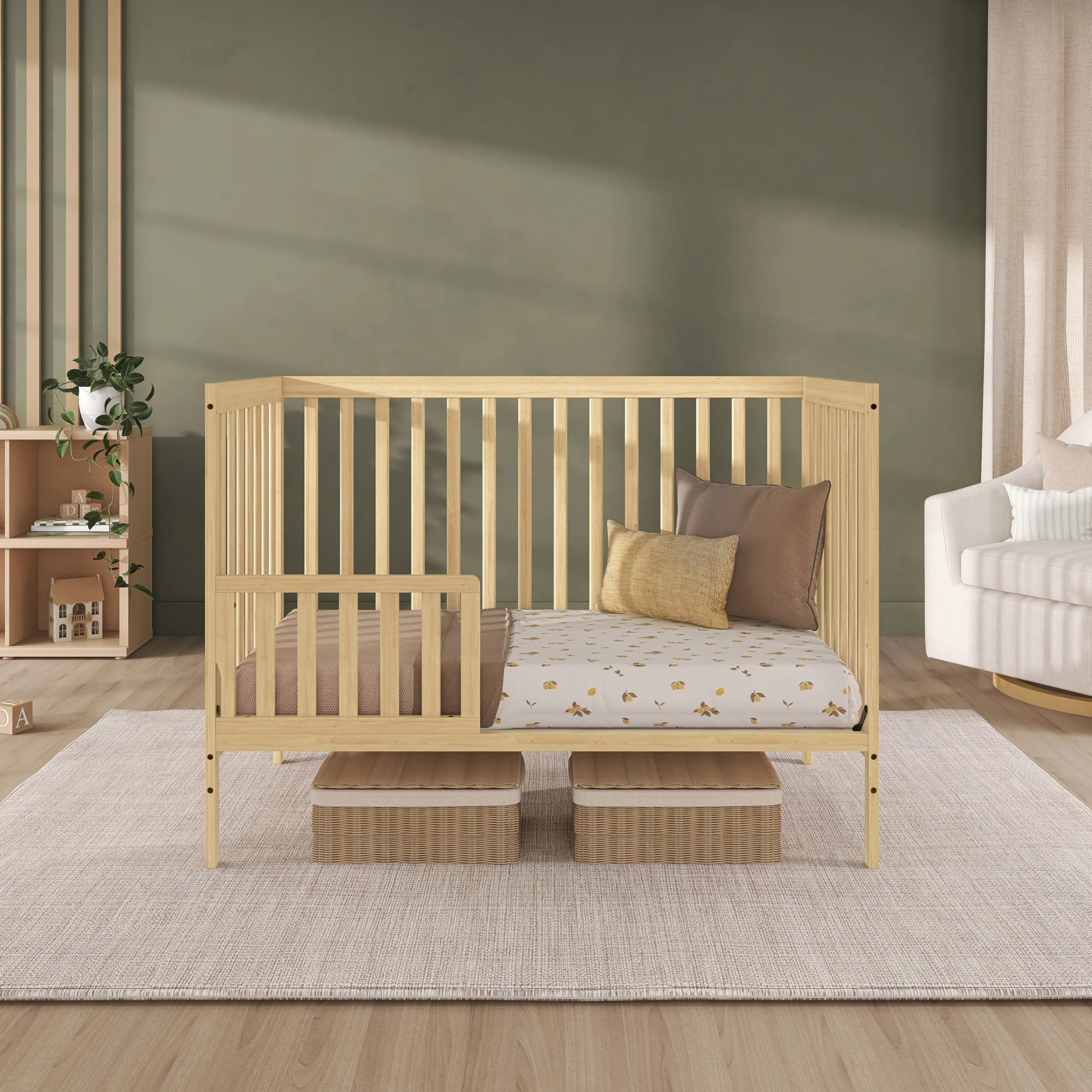 Dream On Me Synergy 5-in-1 Convertible Crib in Natural, Greenguard Gold Certified, BSA Certified, 3 Mattress Height Settings, Classic Nursery Furniture 🍁 All In One Marketplace Canada