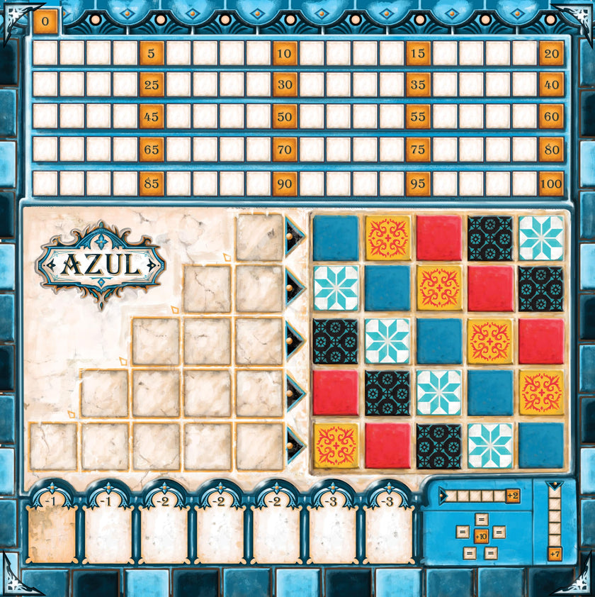Azul Board Game - 2-4 Players - Fun Family Board Game - 30-45 Minutes of Gameplay - Games for Family Game Night - For Kids and Adults Ages 8+ - Bilingual - Made By Next Move Games 🍁 All In One Marketplace Canada