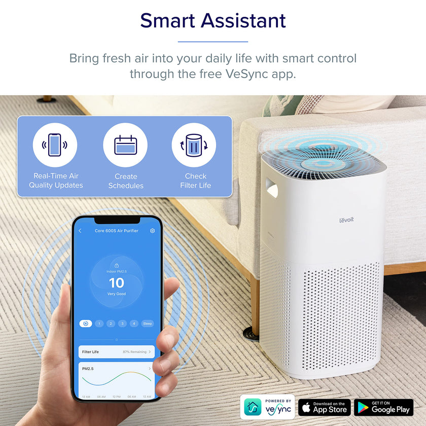 Levoit Smart Air Purifiers for Large Room Home Up to 2933 Ft², Core 600S-P 🍁 All In One Marketplace Canada
