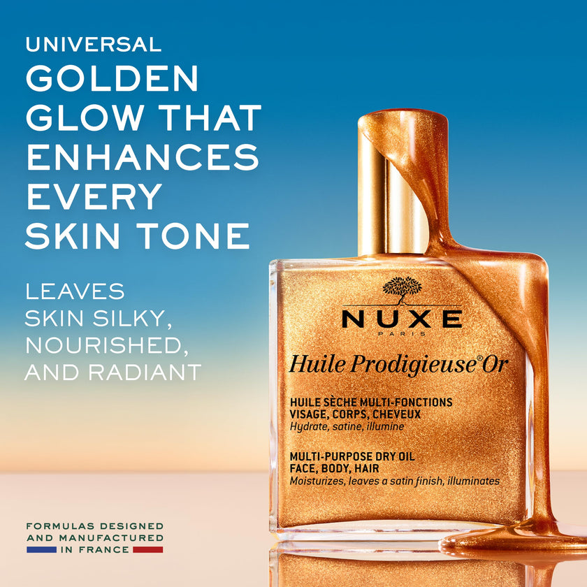 NUXE Huile Prodigieuse Shimmer Multi-Purpose Dry Oil - Luxurious Radiant Glow and Hydration for Face, Body & Hair (100 ml) 🍁 All In One Marketplace Canada