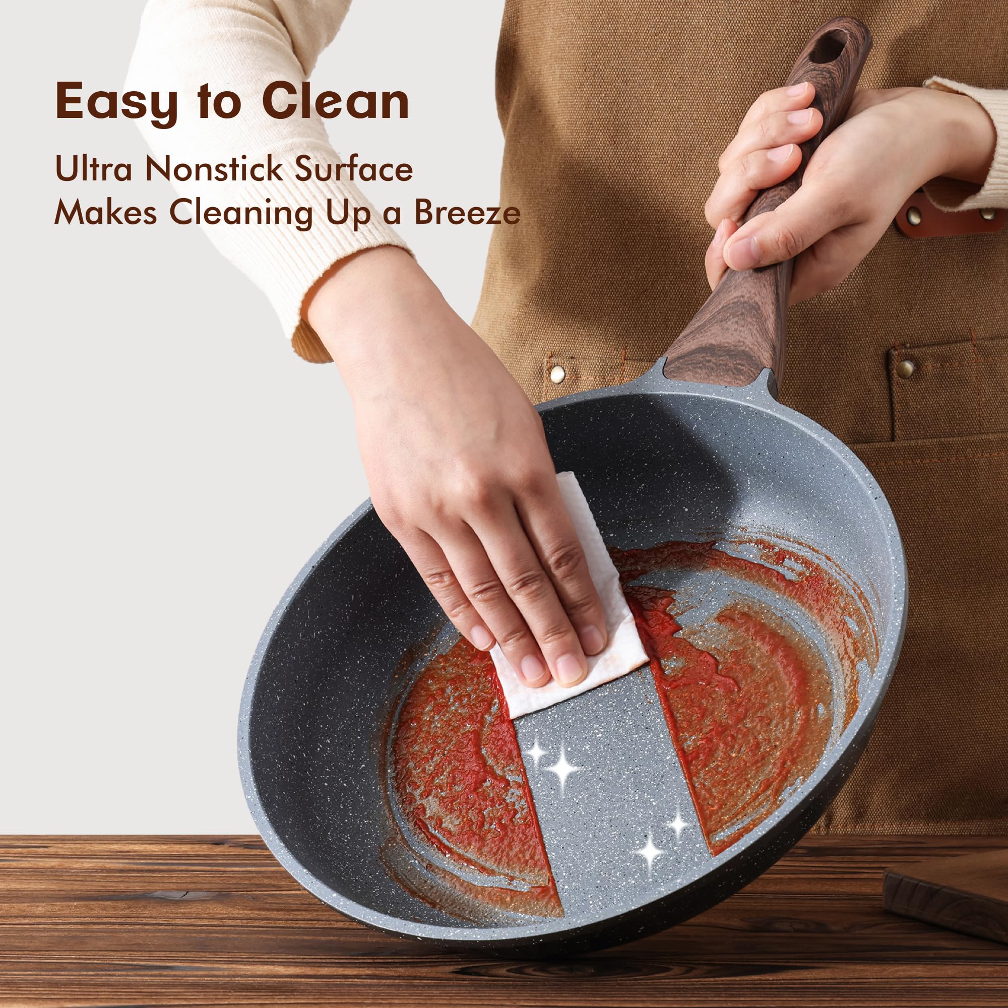 SENSARTE Nonstick Frying Pan Skillet, Swiss Granite Coating Omelette Pan, Healthy Stone Cookware Chef's Pan, PFOA Free (8/9.5/10/11/12.5 Inch) (8 Inch) 🍁 All In One Marketplace Canada