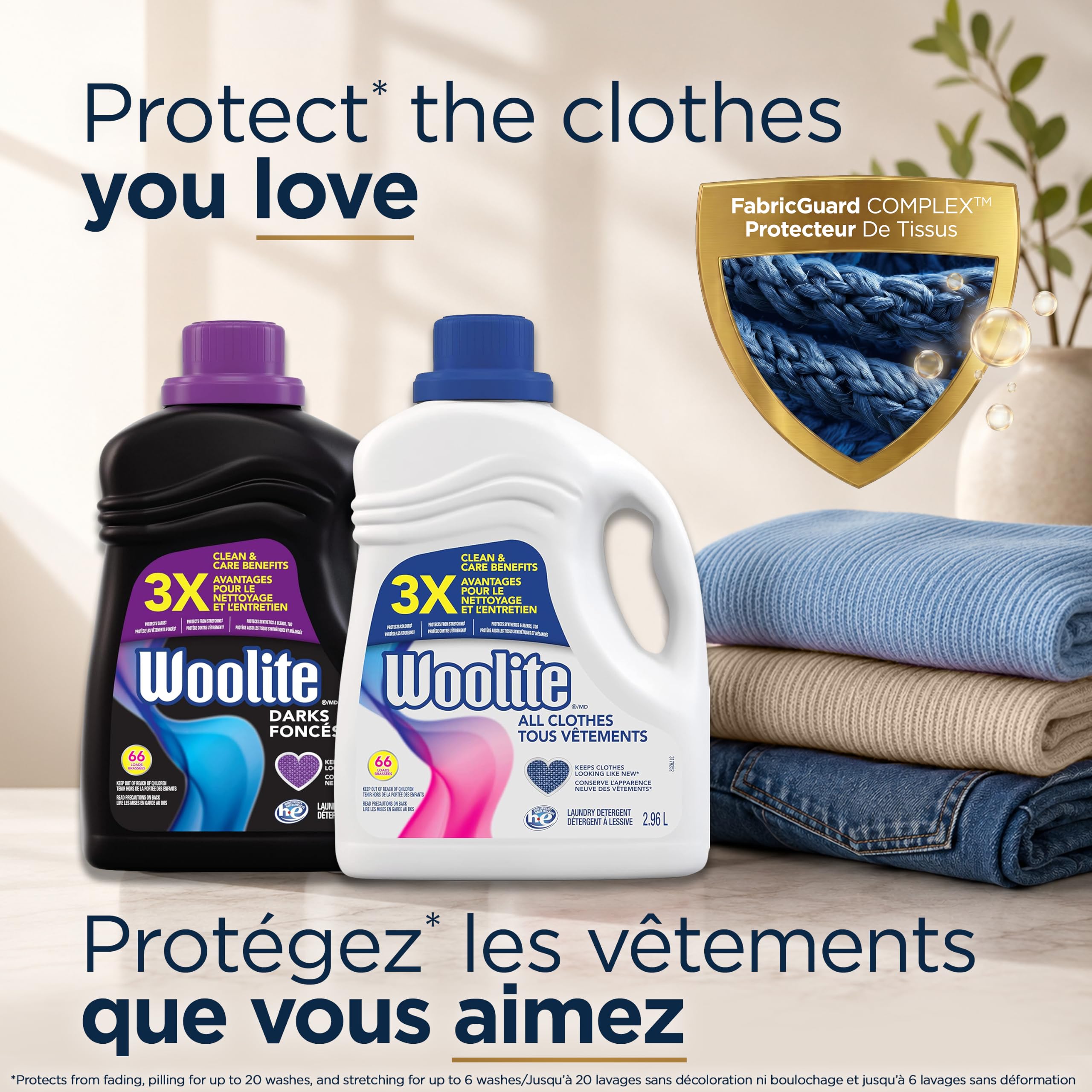 Woolite All Clothes Everyday Colour Safe Laundry Detergent; 2.96 L, 66 Loads; Helps Keep Clothes Looking Like New with Advanced Care & Fabric Guard Complex; Protects from Fading & Pilling Up 20 Washes 🍁 All In One Marketplace Canada