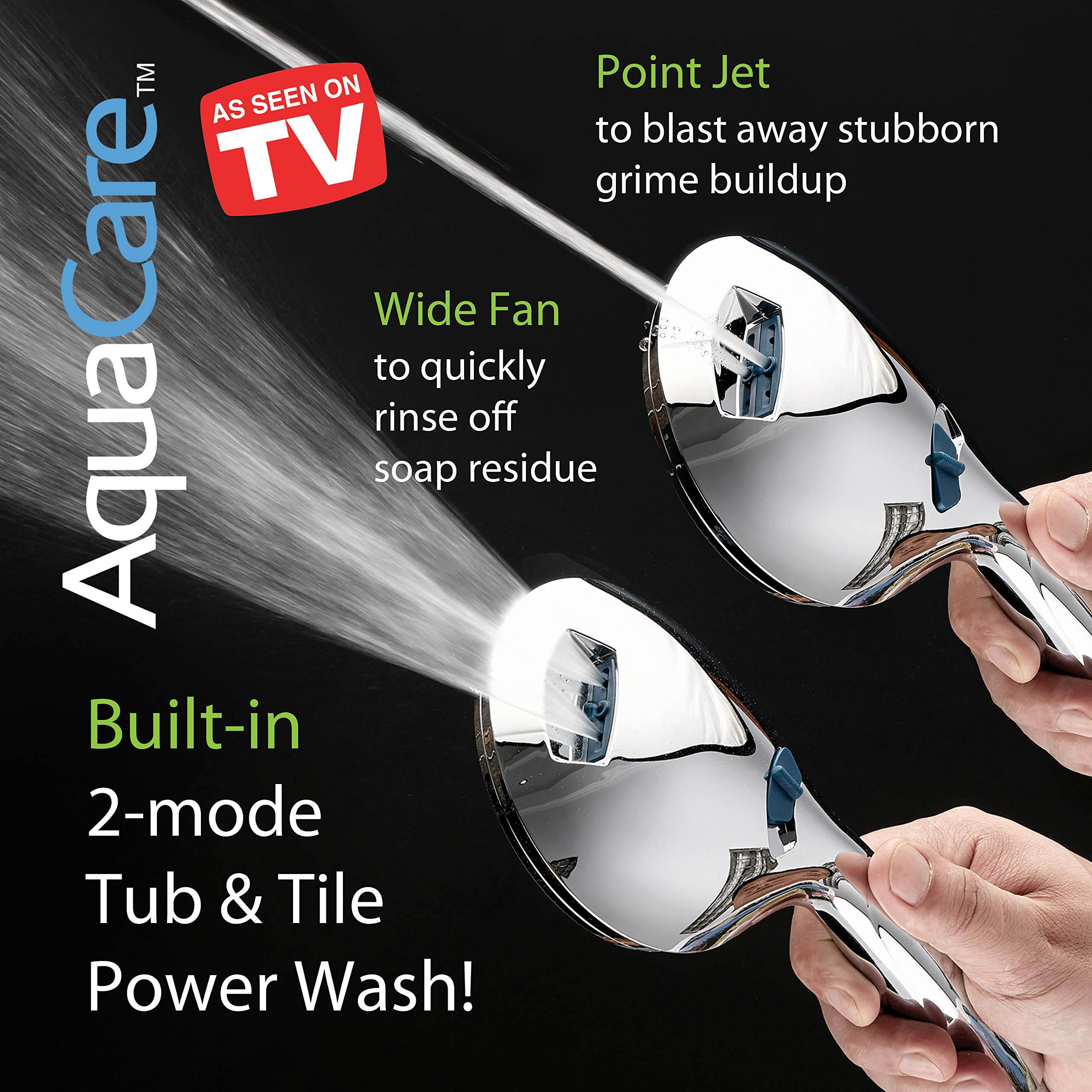 AquaCare High Pressure 8-Mode Handheld Shower Head - Anti-Clog Nozzles, Built-in Power Wash to Clean Tub, Tile & Pets, Extra Long 6 ft. Stainless Steel Hose, Wall & Overhead Brackets 🍁 All In One Marketplace Canada
